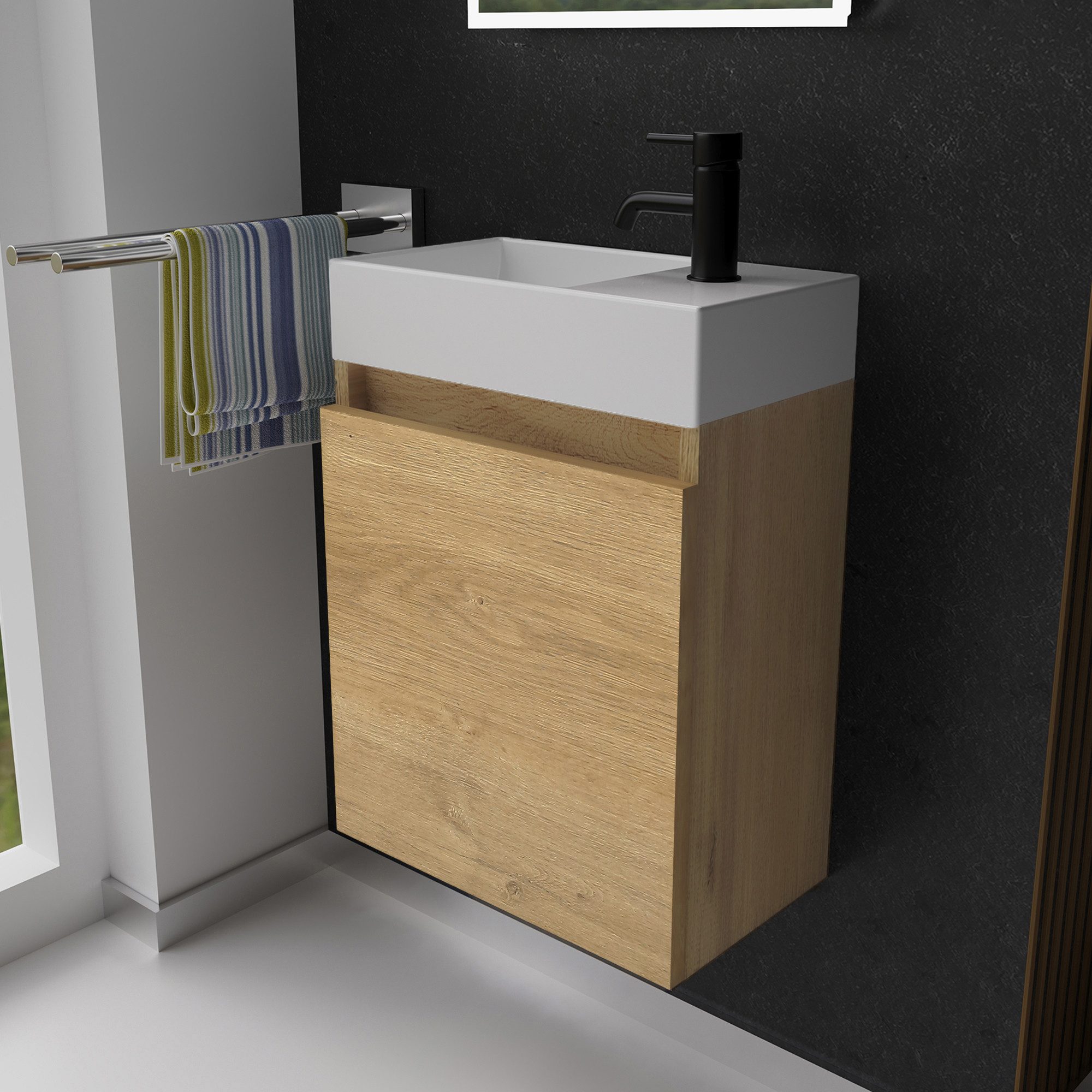 Alpenberger Badmöbel-Set Gäste WC Waschbecken mit Unterschrank - Badschrank günstig online kaufen