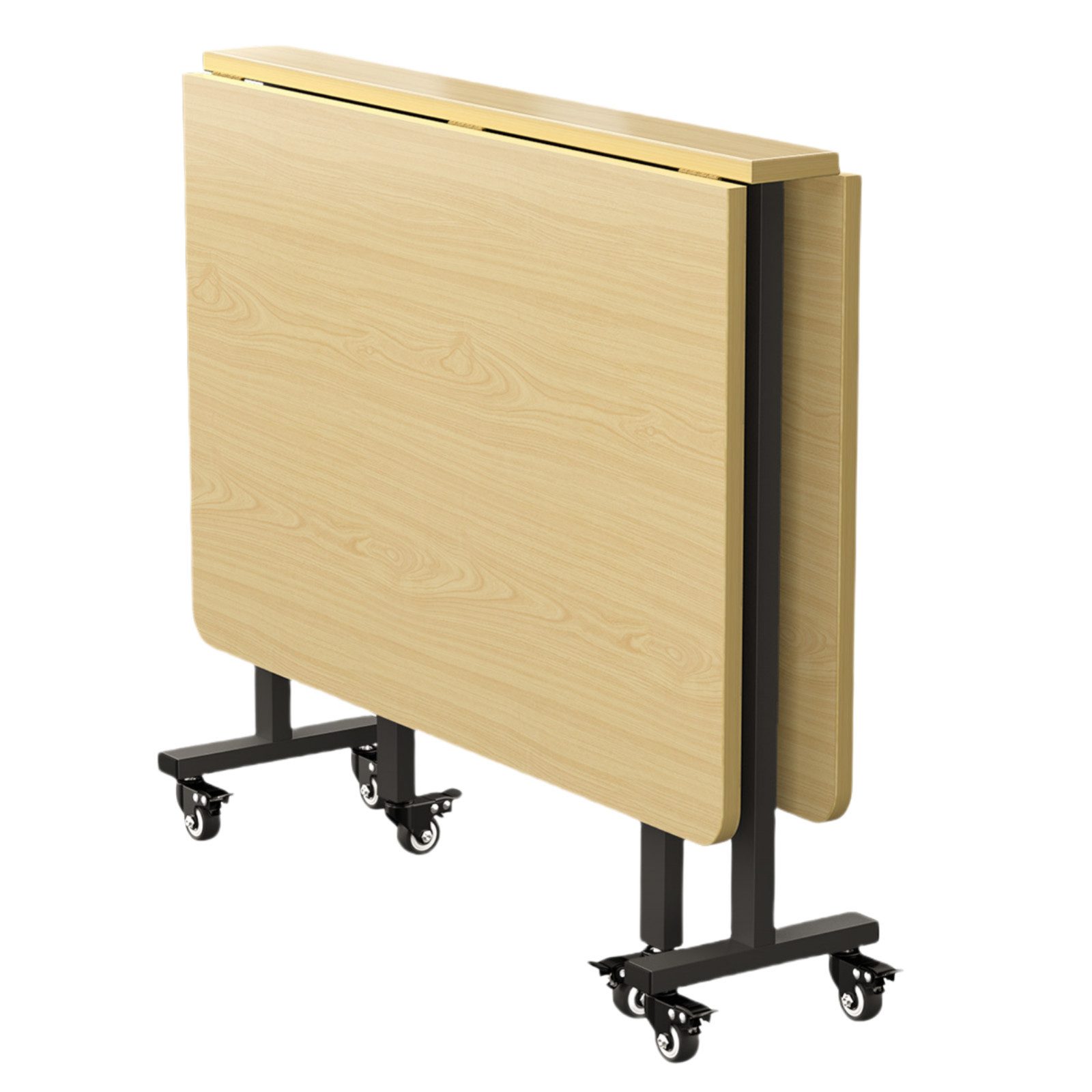 BBWL Klapptisch ausziehbar & faltbar,120x80 cm, Tragkraft 60 kg (Stabiles MDF-Tischblatt & Metallgestell, Inkl. feste Füße & Rollen), Ideal für kleine Wohnungen