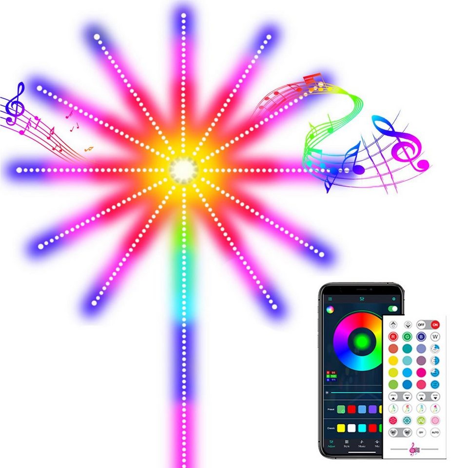 Sunicol LED-Lichterkette Timer LED Feuerwerk Stripe, Smart, Weihnachts  Beleuchtung, Musik-Sync, USB, RGB, Fernbedienung, Streifen Lichter, für  Parties Bar Spielzimmer