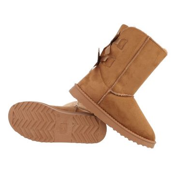 Ital-Design Damen Snowboots Freizeit Snowboots Flach Flache Stiefeletten in Camel