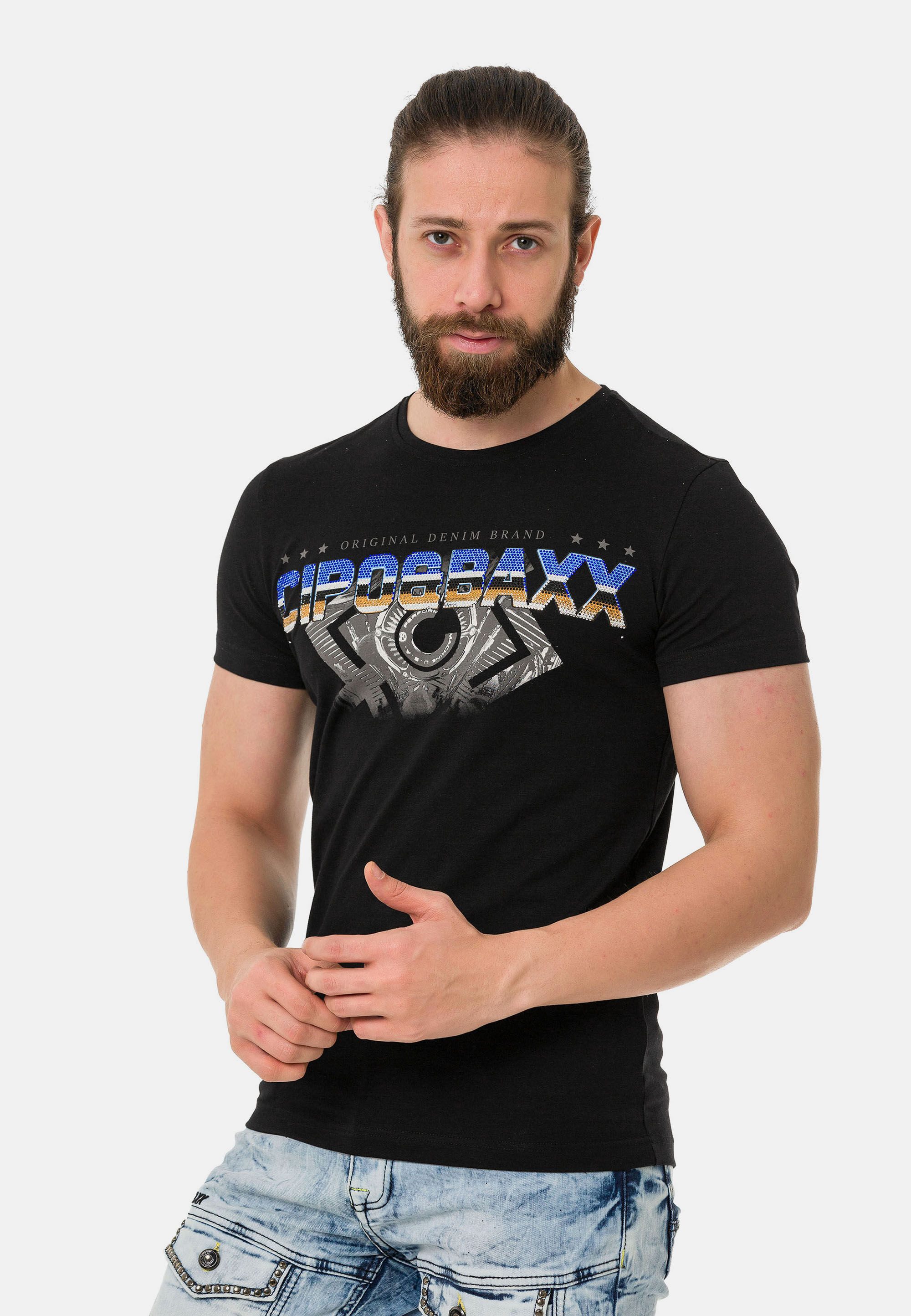 Cipo & Baxx T-Shirt T-Shirt extravaganter Marken-Schriftzug günstig online kaufen