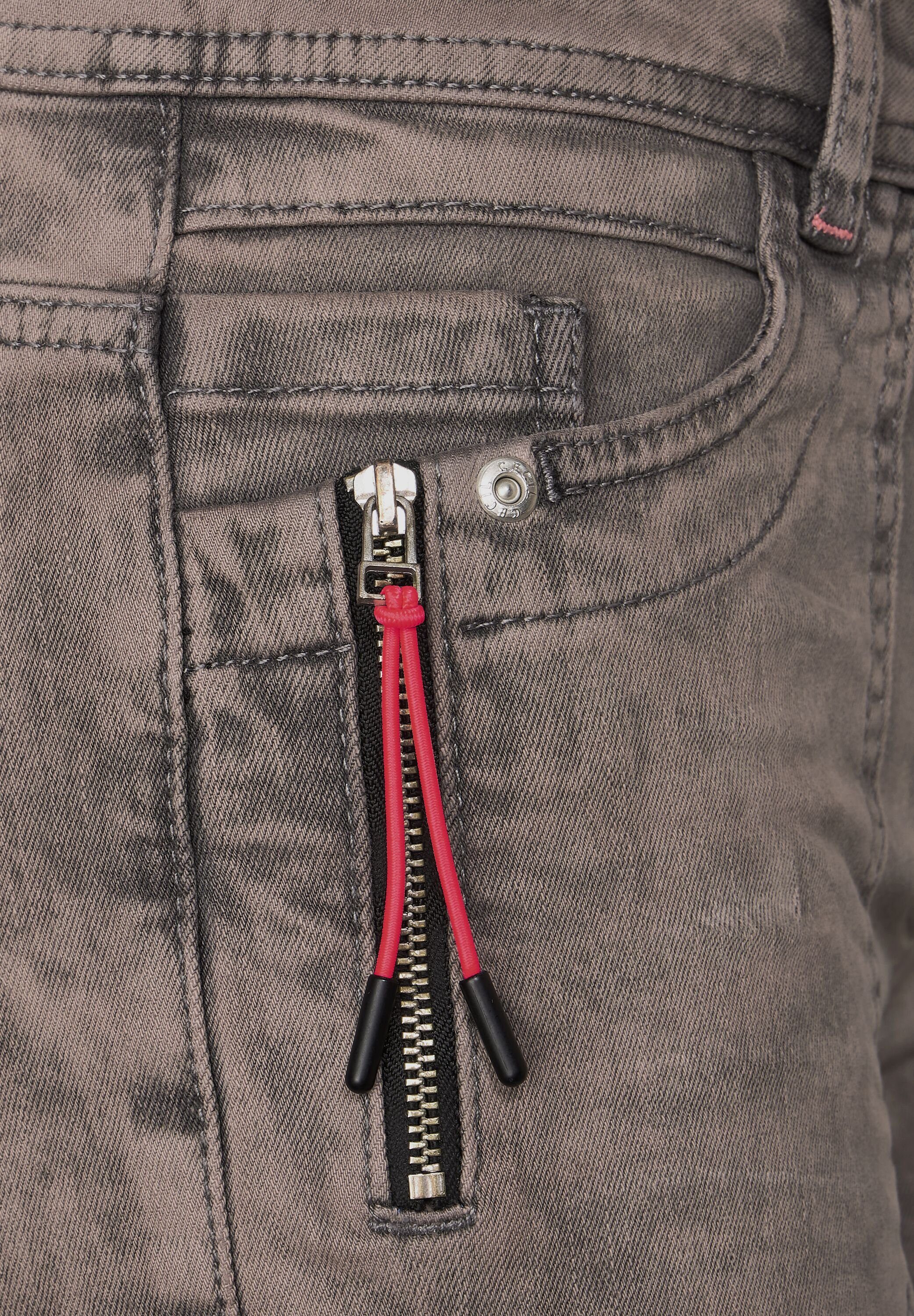 Cecil Slim-fit-Jeans Damenjeans Style Toronto Zipper seitlich mit modischer Waschung, Tasche Mit