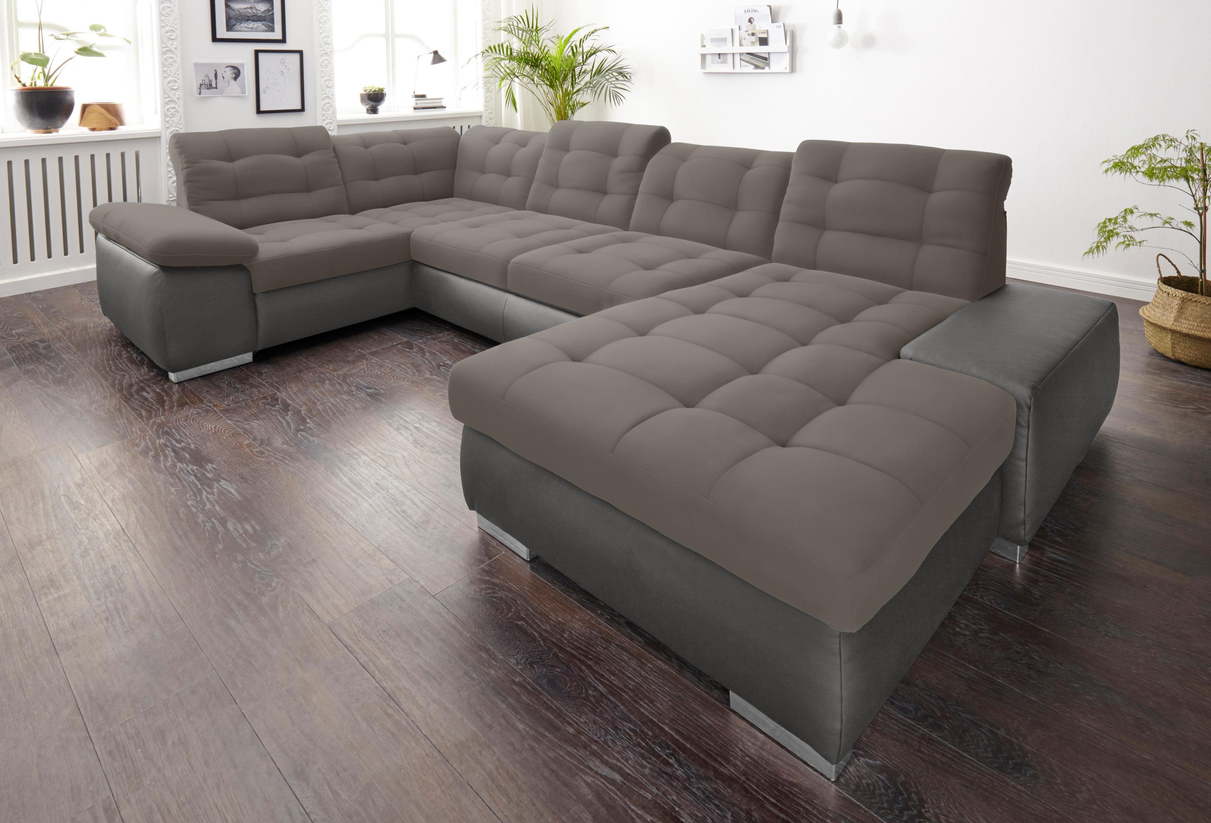 sit&more Wohnlandschaft Ontario U-Form, XXL, wahlweise mit Bettfunktion