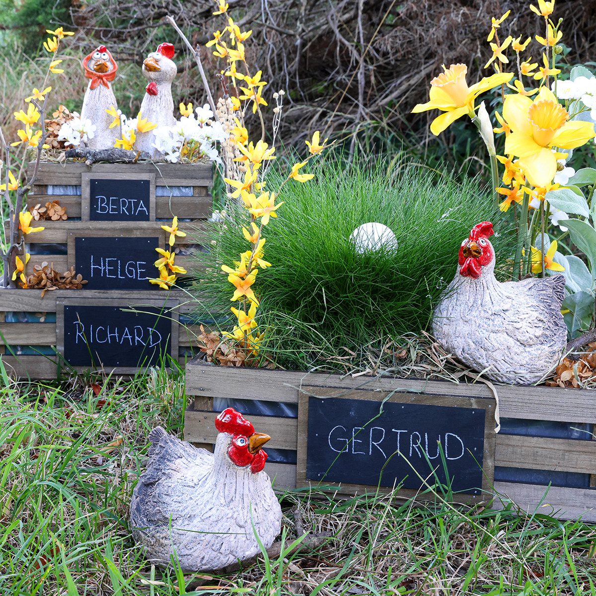 Florists Products Osterhase Keramik Deko Huhn Osterfigur 16×12×12cm Dekoration