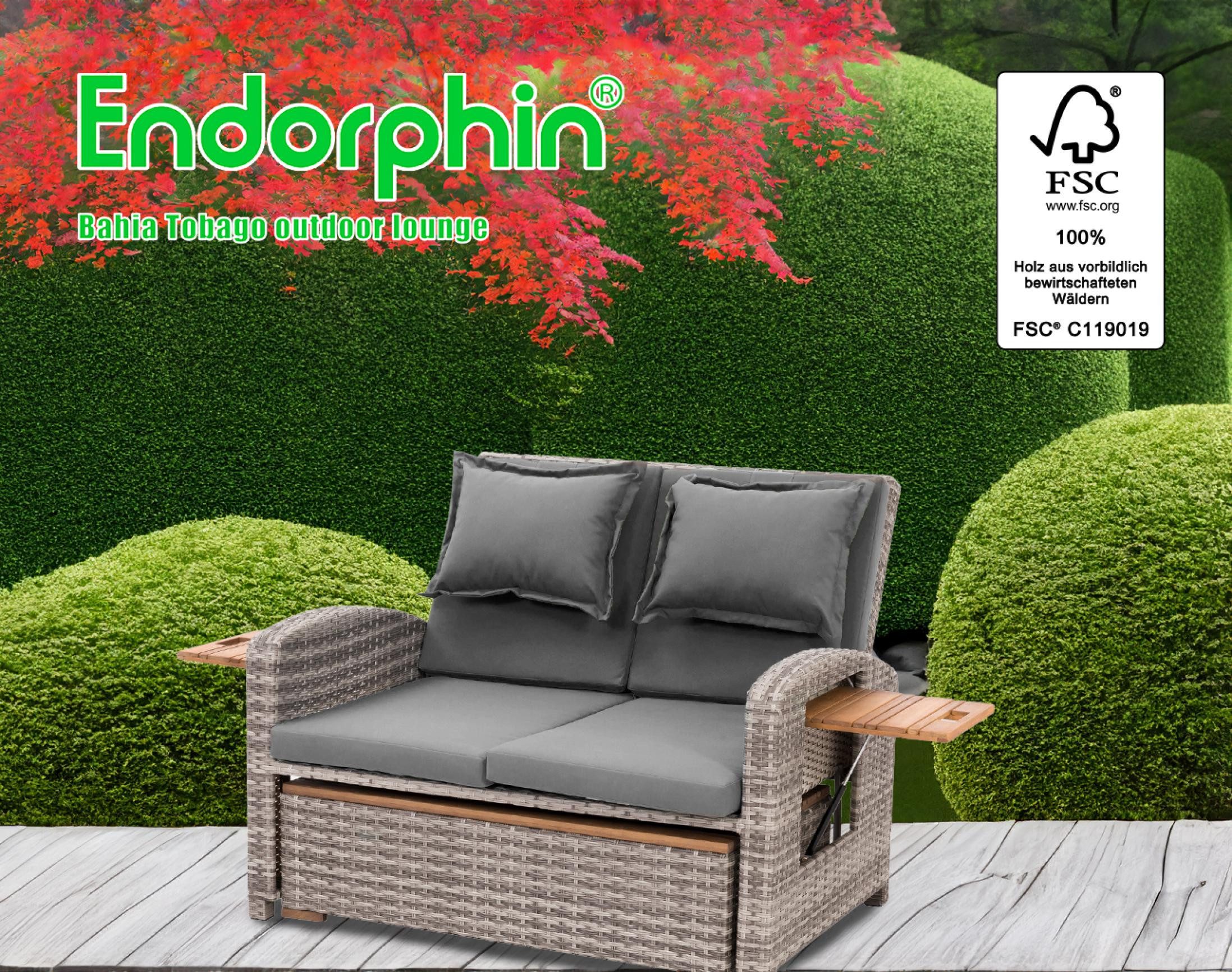 Endorphin Gartenlounge-Set Gartensofa Bahia Tobago mit Teakholzteilen, Gartenmöbel, – Vielseitig
