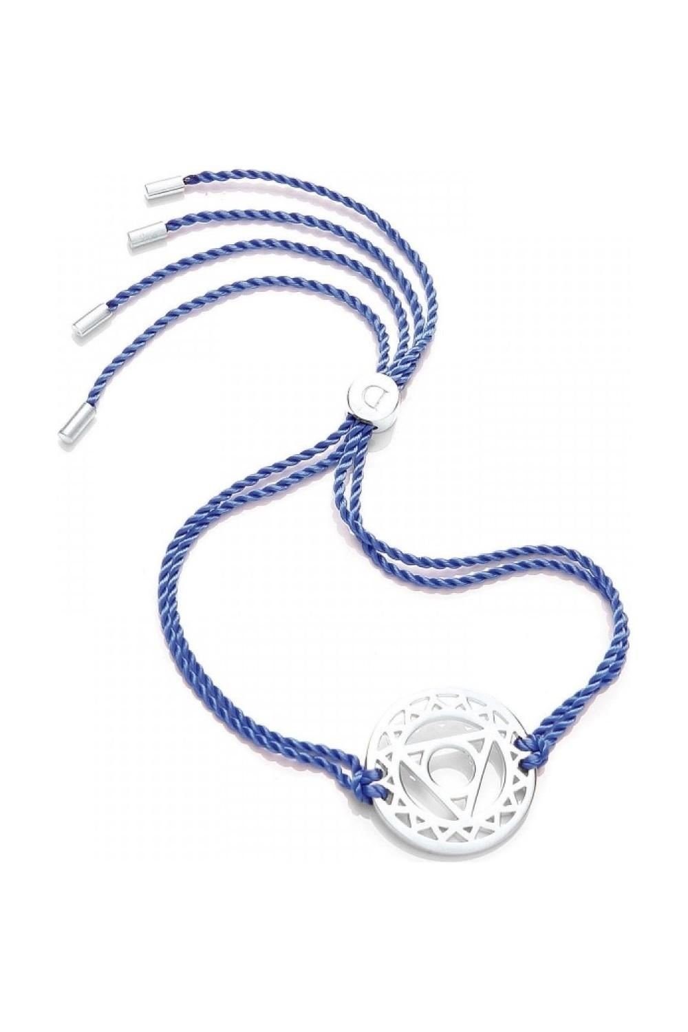 925er London Chakra Armband Daisy Textil, Sterling-Silber Silver und Zugband, Throat Blue, Blau aus