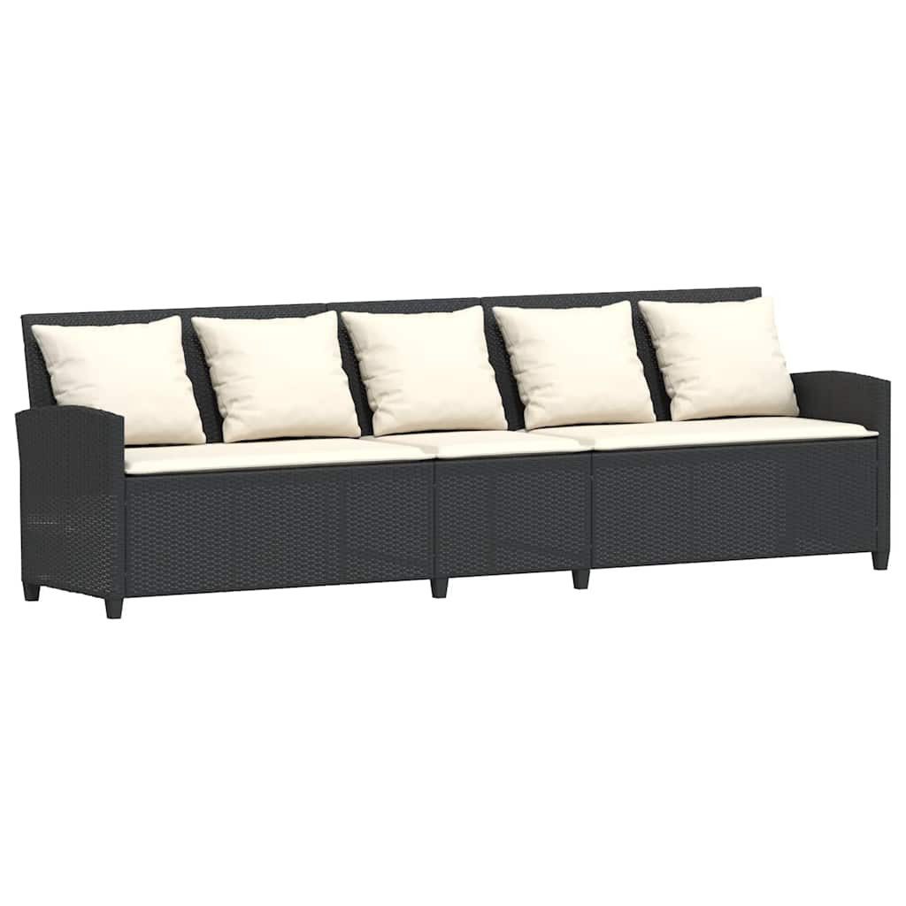 vidaXL Gartenlounge-Set Gartensofa 5-Sitzer mit Kissen Schwarz Poly Rattan, (1-tlg)