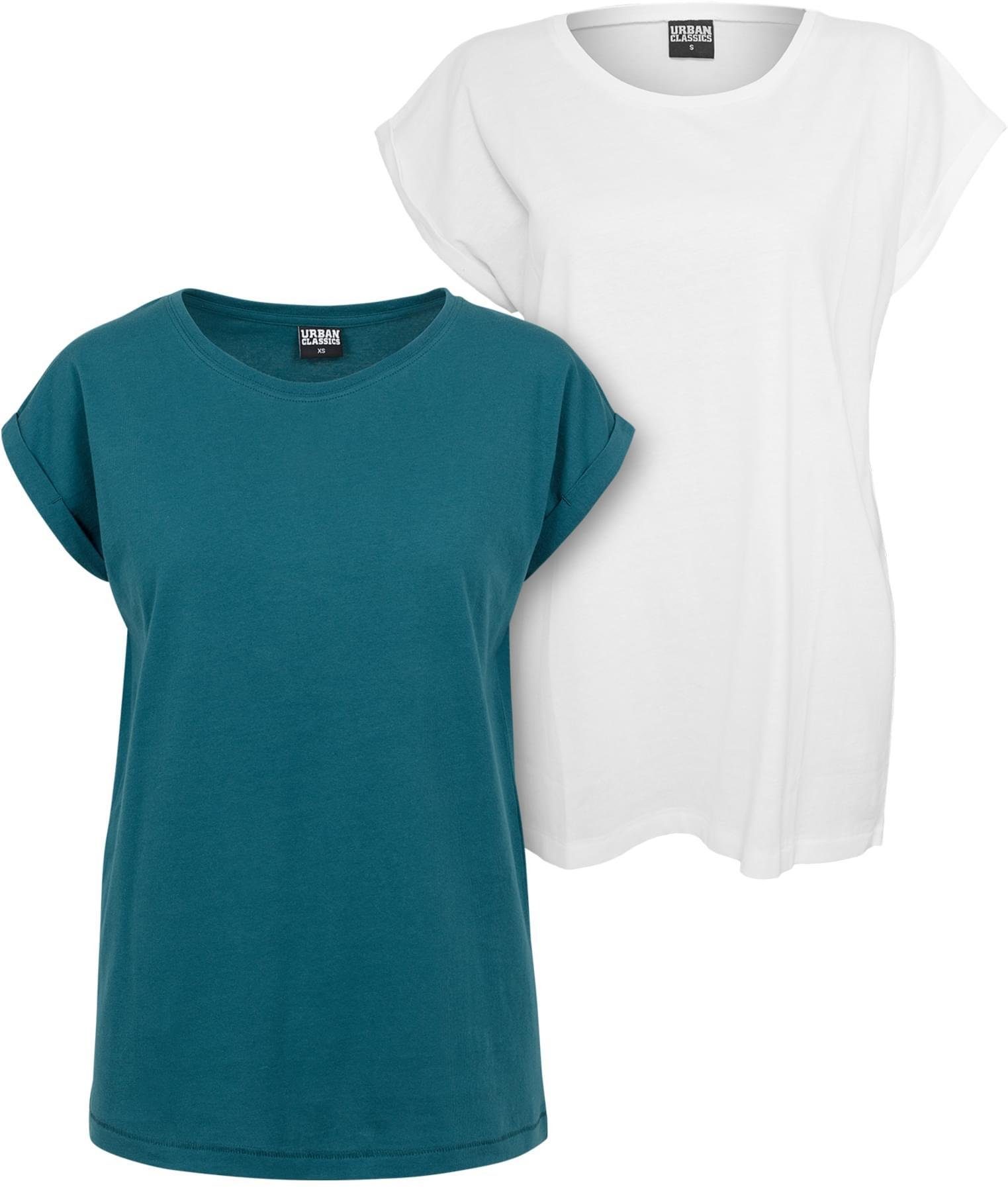 URBAN CLASSICS Rundhalsshirt Ladies Extended Shoulder Tee 2-Pack Damen T-Shirt