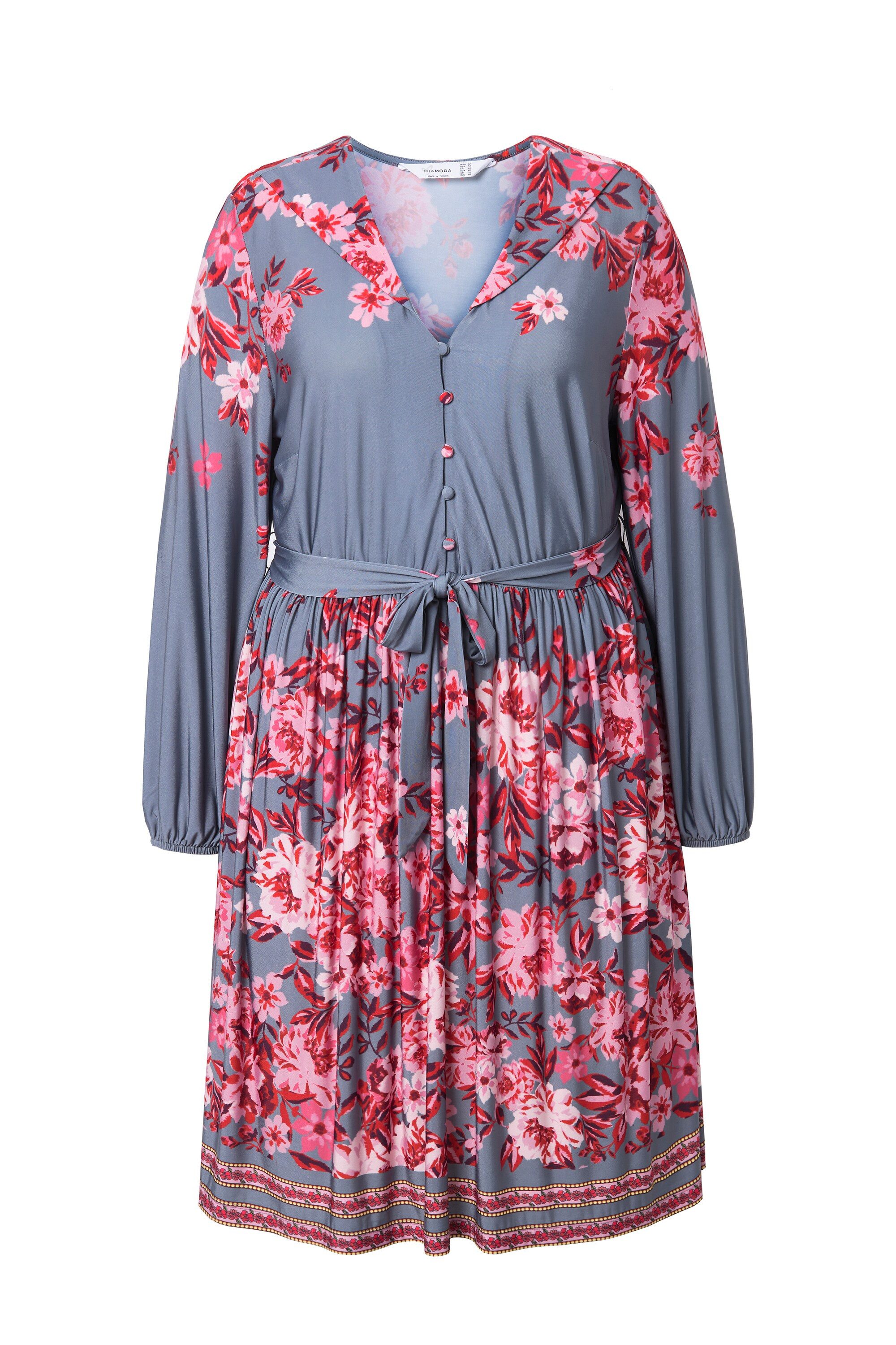 MIAMODA Jerseykleid Kleid A-Linie Blumen-Druck Langarm günstig online kaufen