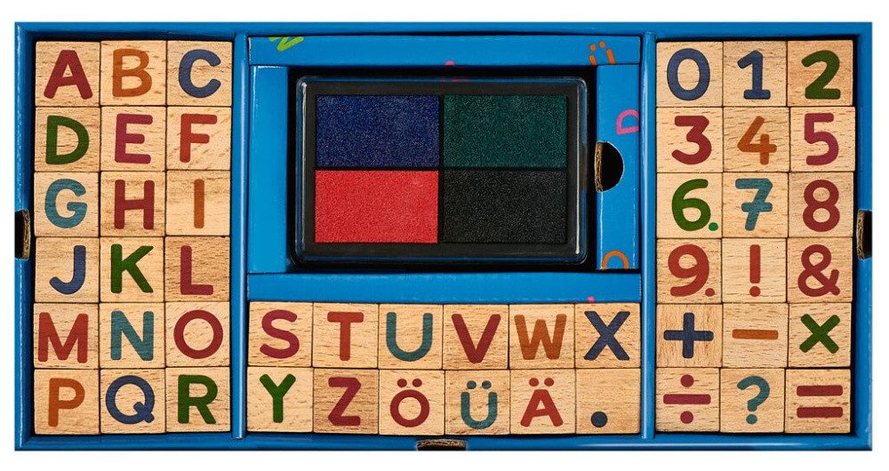 Moses. Verlag Stempel 48 verschiedene Zahlen und Buchstabenstempel aus Holz