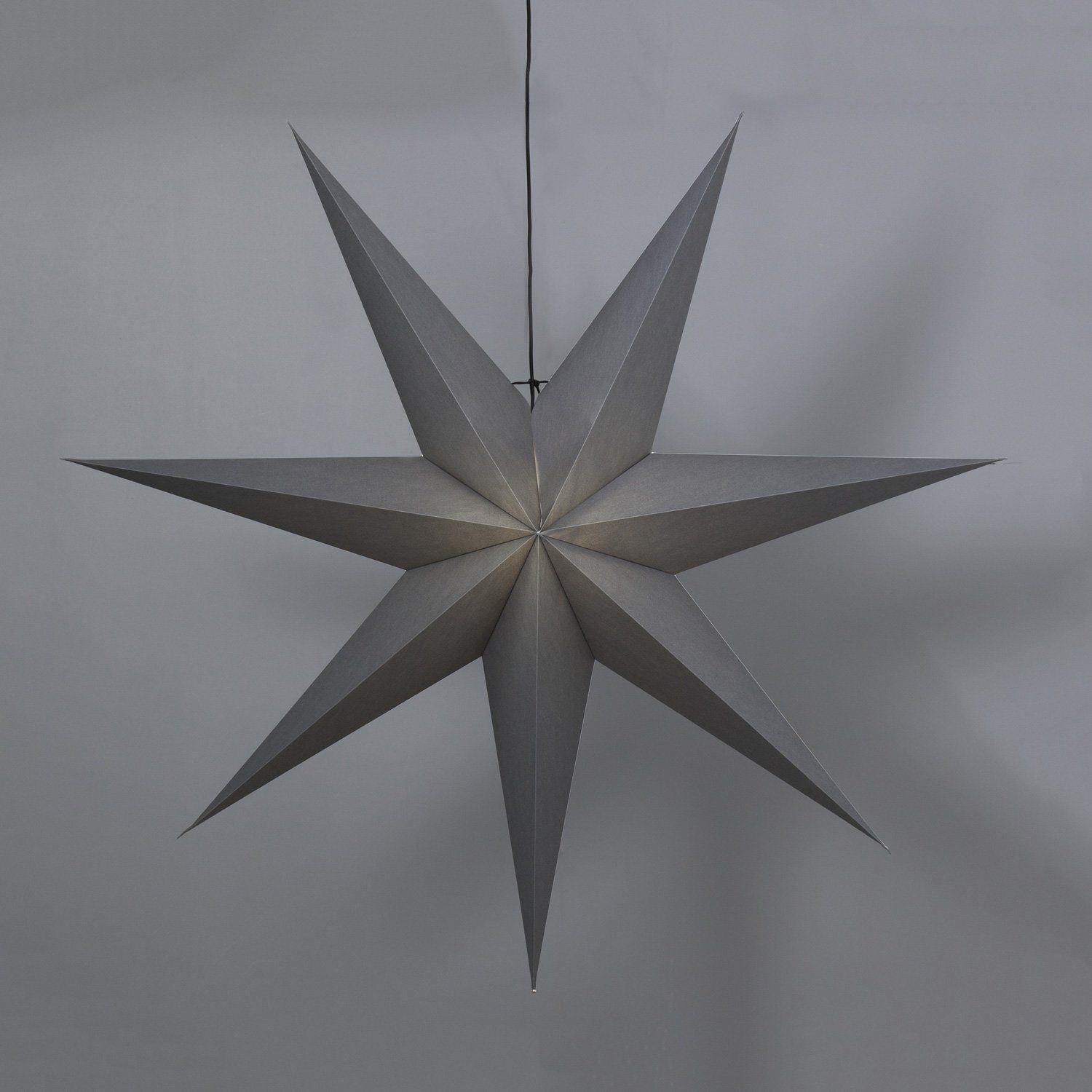 STAR TRADING LED Stern Papierstern Leuchtstern Faltstern 7zackig hängend 140cm mit Kabel grau