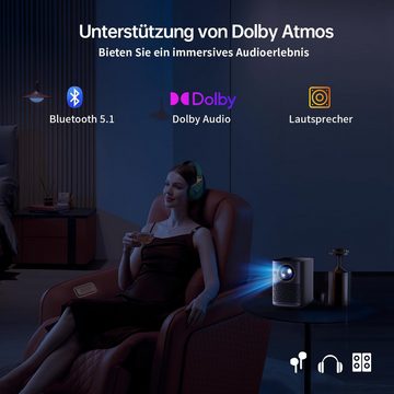 VISULAPEX Official Netflix&Dolby Audio NX3 Full HD 1080P Portabler Projektor (15000 lm, 1920 x 1080 px, Ultimatives Heimkino-Erlebnis mit Streaming, HDR, Dolby Sound & mehr)