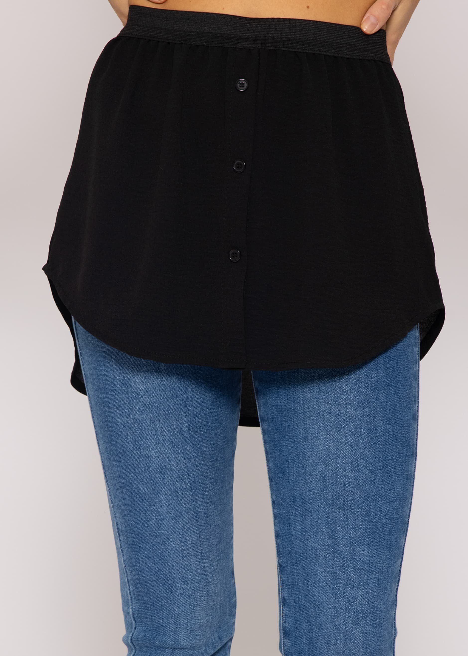 SASSYCLASSY Unterrock Mini Unterrock Damen in Unifarben Blusenrock mit Gummibund Unterrock mit Ton-in-Ton-Nähten Made in Italy Schwarz