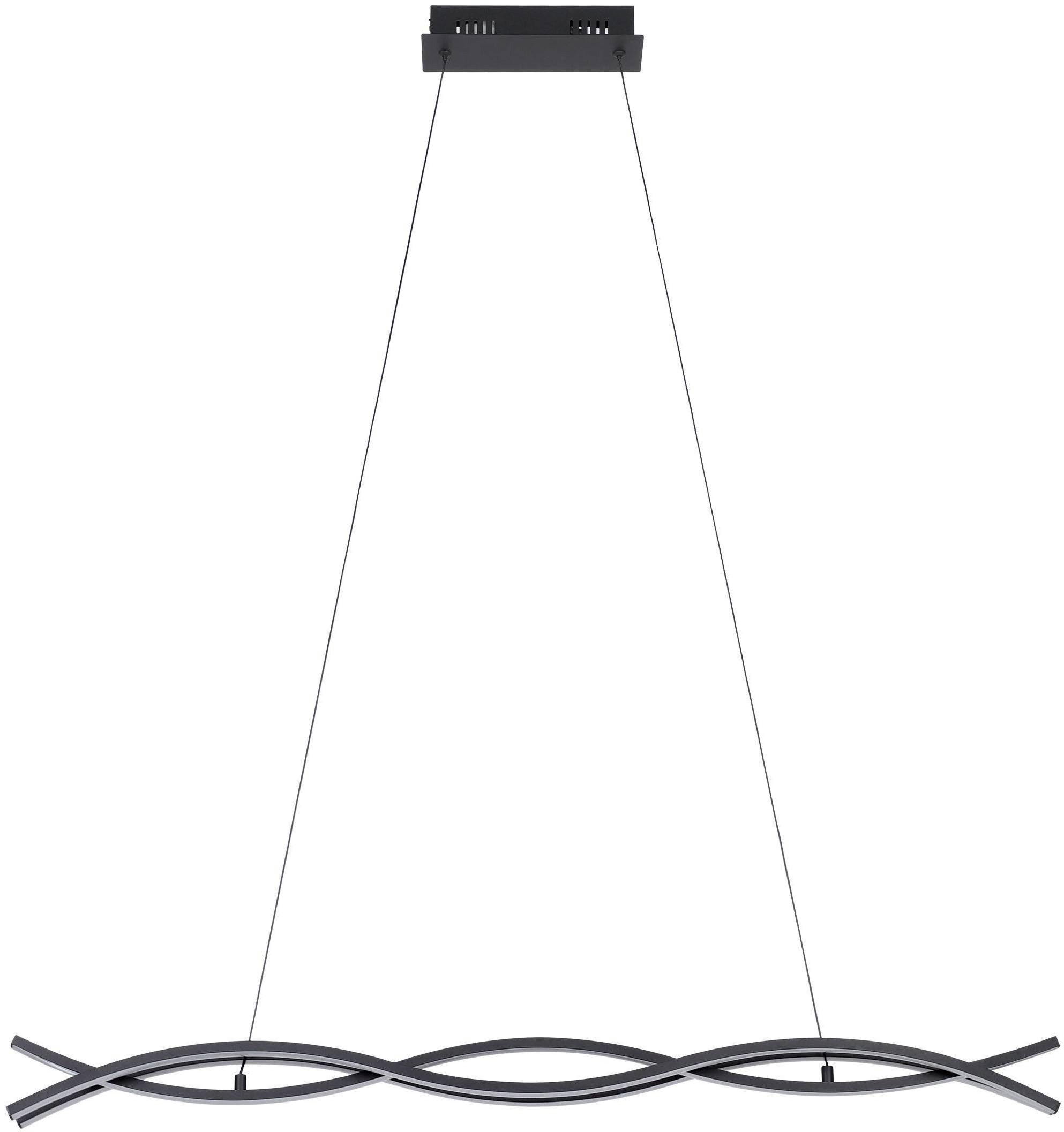 EGLO Hängeleuchte Lasana 3 Pendelleuchte, Wohnzimmerlampe, Stahl und Kunsstoff, Lampe, LED fest integriert, Warmweiß, Hängeleuchte - L98,5 x B8 x H120 cm - schwarz - 3X11W inkl.