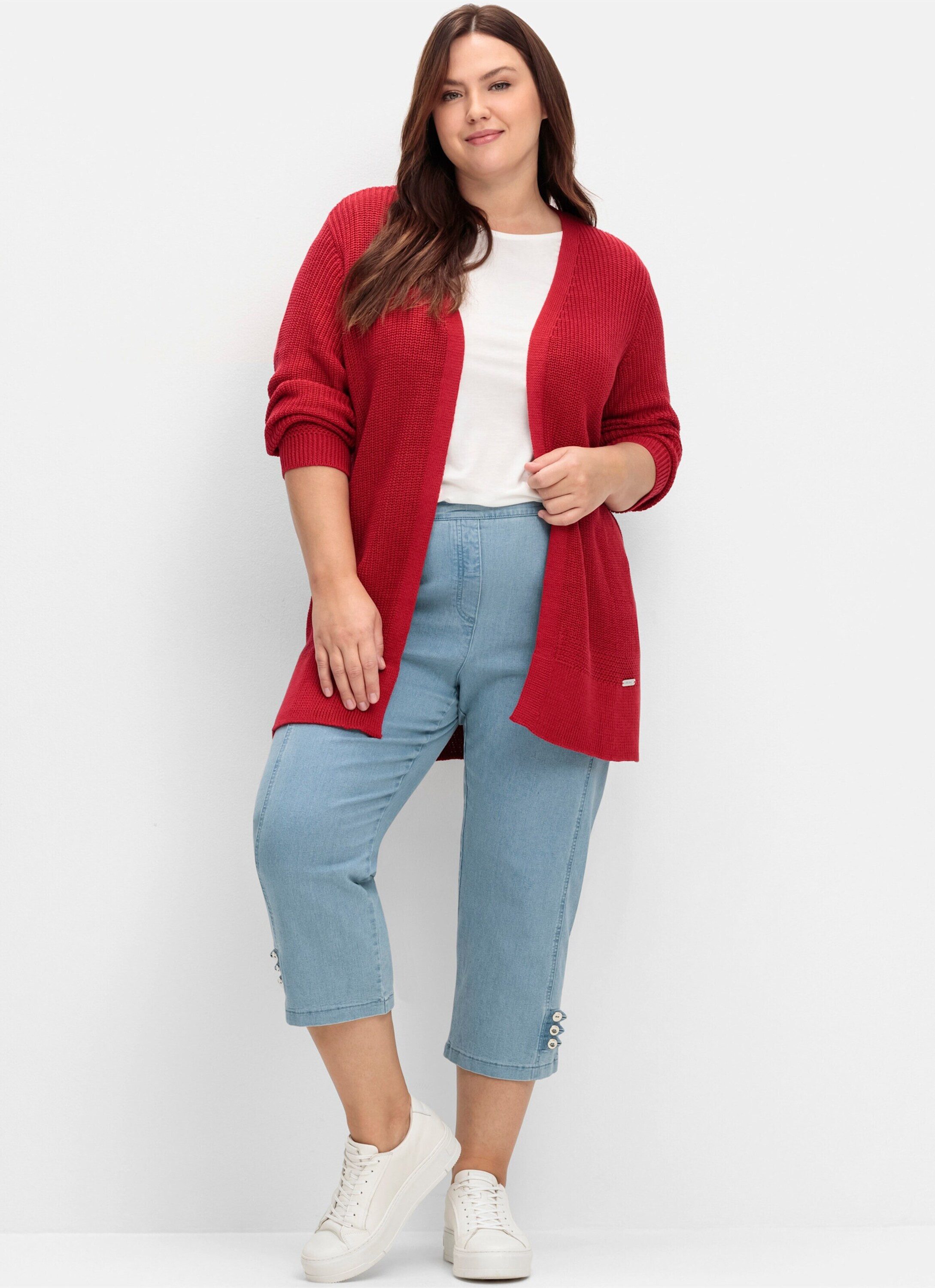 Witt Strickjacke Strickjacke Langarm Rippoptik in Grobstrick-Optik, offene Form