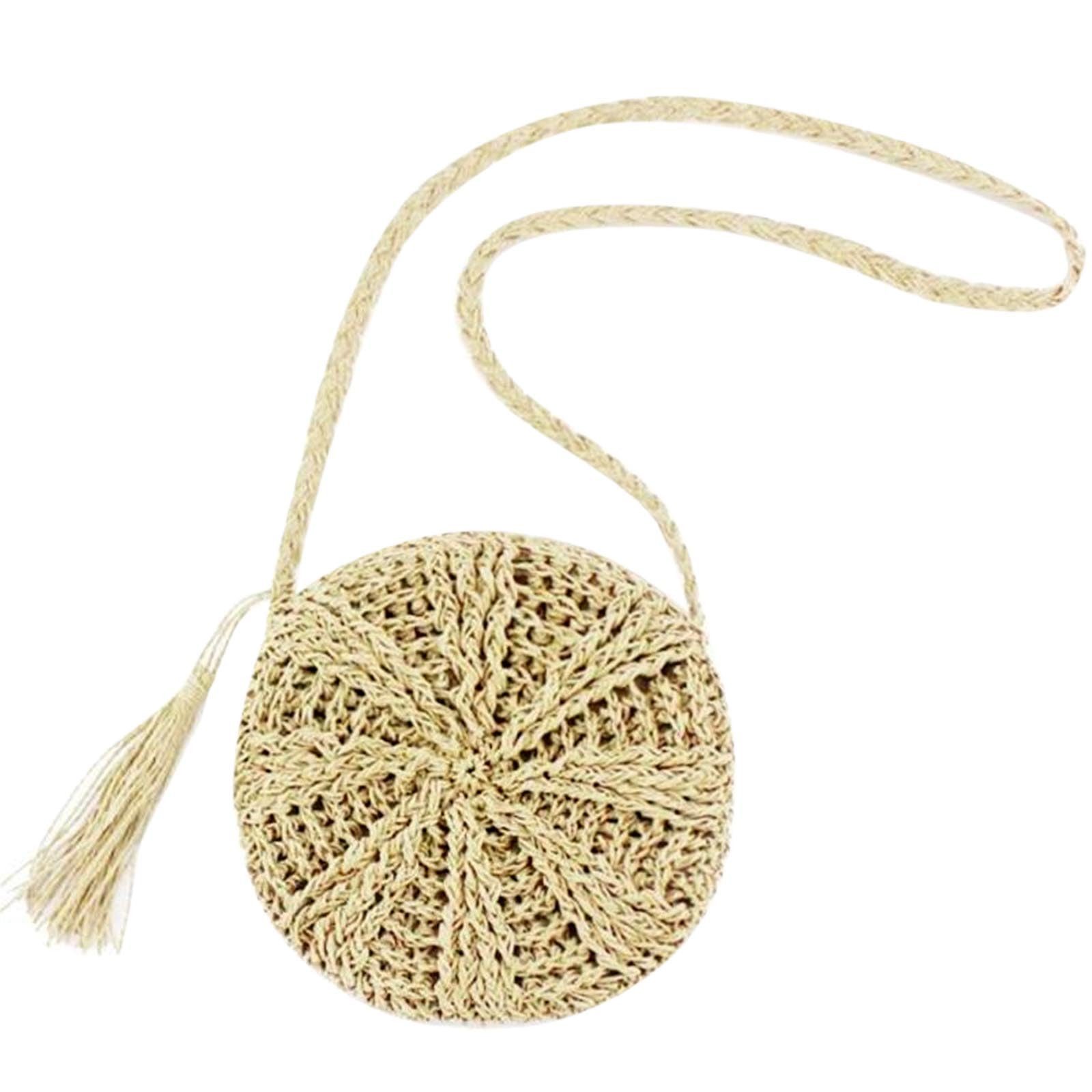 Zaewry Strandtasche Vintage Strandtasche Strand Stroh Handtasche Rund Crossbody Tasche, für Damenreisen und Urlaub