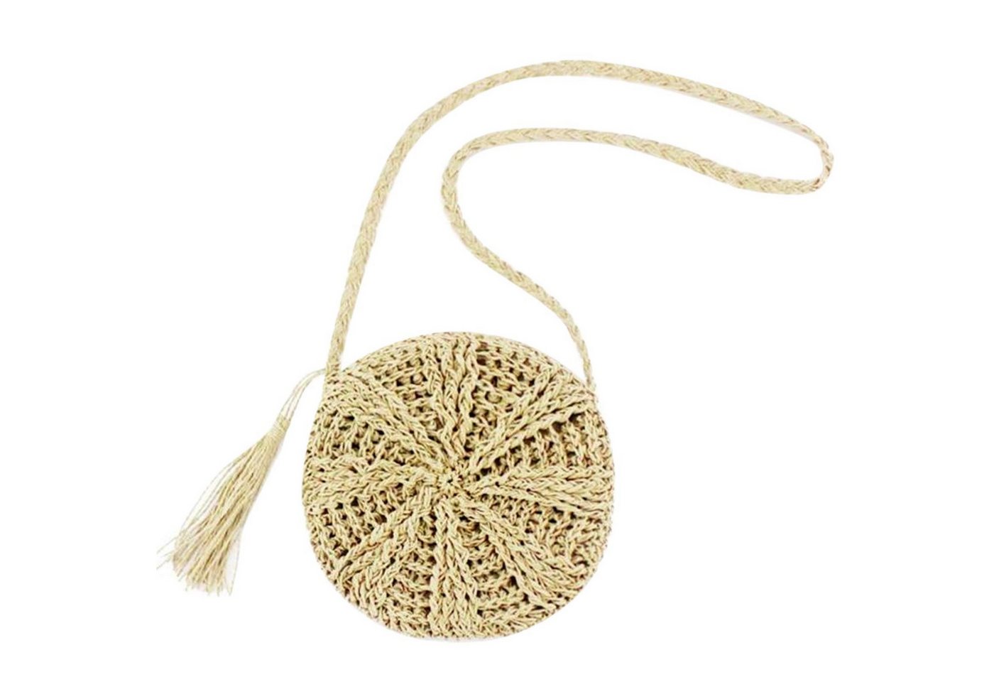 Zaewry Strandtasche Vintage Strandtasche Strand Stroh Handtasche Rund Crossbody Tasche, für Damenreisen und Urlaub