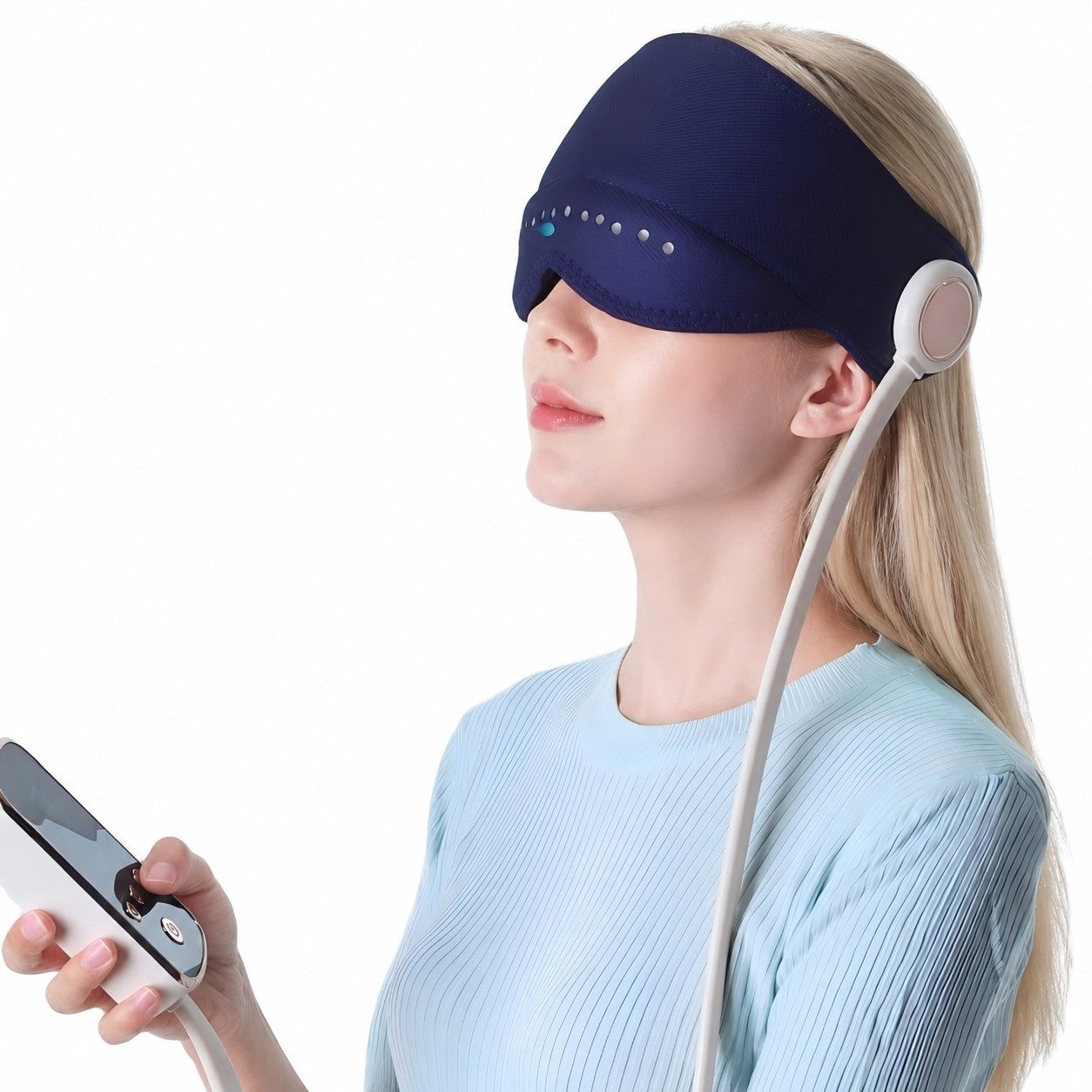 ibettertec Massagegerät Elektrisches Kopfmassagegerät, 360°Abdeckung Tragbare Kopf, Augen, 2000mAh,verbessert die Schlafqualität,Tragbar, Kopf und Augenmassagegerät,Drei Massage-Modi,Beste Geschenk,Blau