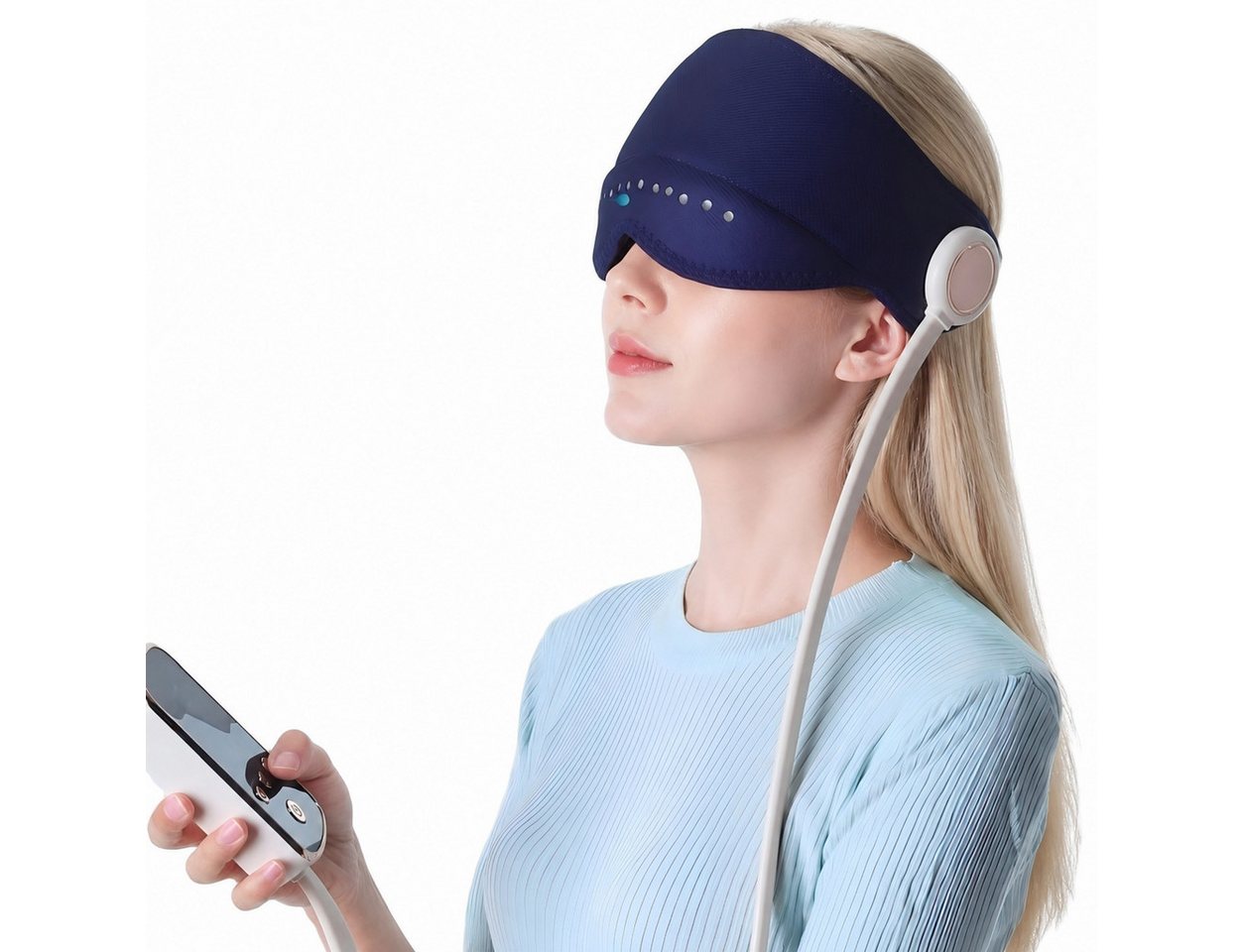ibettertec Massagegerät Elektrisches Kopfmassagegerät, 360°Abdeckung Tragbare Kopf, Augen, 2000mAh,verbessert die Schlafqualität,Tragbar, Kopf und Augenmassagegerät,Drei Massage-Modi,Beste Geschenk,Blau