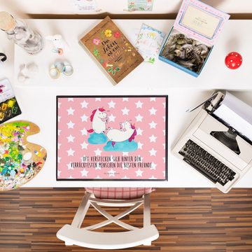 Mr. & Mrs. Panda Schreibtischunterlage Einhorn Sekt - Rot Pastell - Geschenk, Schreibtischunterlage Groß, Ko, (1 tlg)