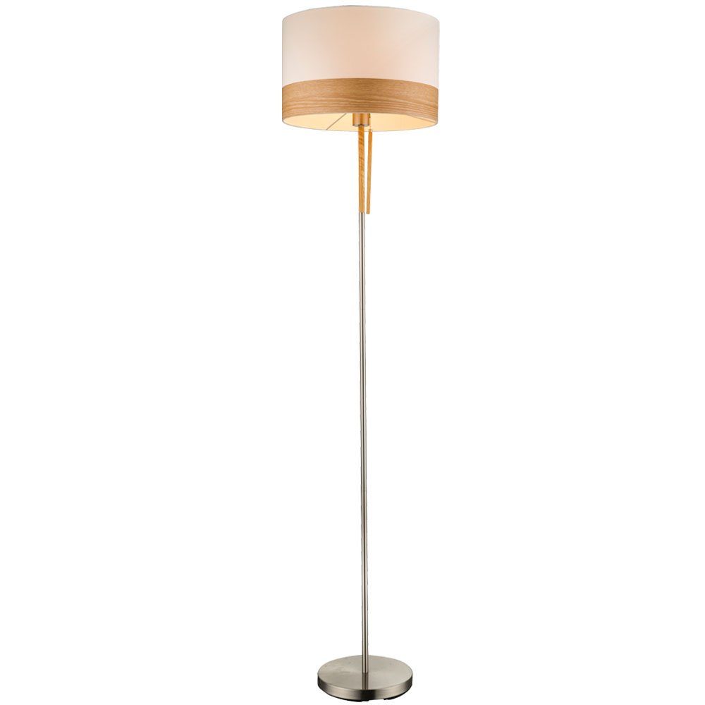 nicht Stehleuchte Nickel Stehlampe Metall matt Wohnzimmerlampe inklusive, Globo Leuchtmittel Stehlampe, Holz