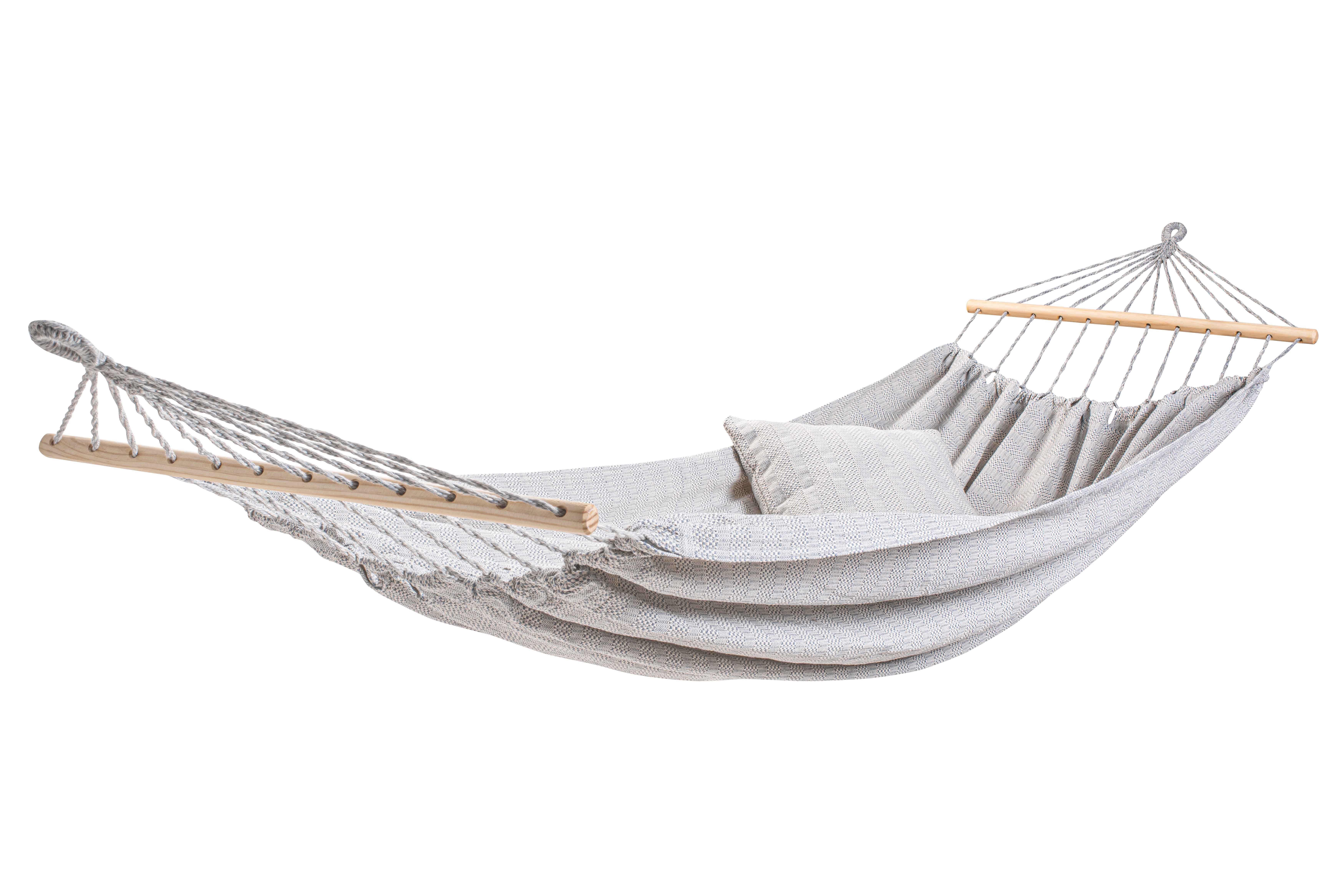 naturling Stabhängematte Hängematte 225 x 128cm mit Kissen 50x50cm (mit Stange & Kissen), inkl. Kissenfüllung