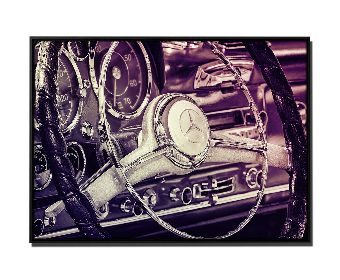 Sinus Art Leinwandbild 105x75cm Leinwandbild Petrol Retro Bild Mercedes -Benz