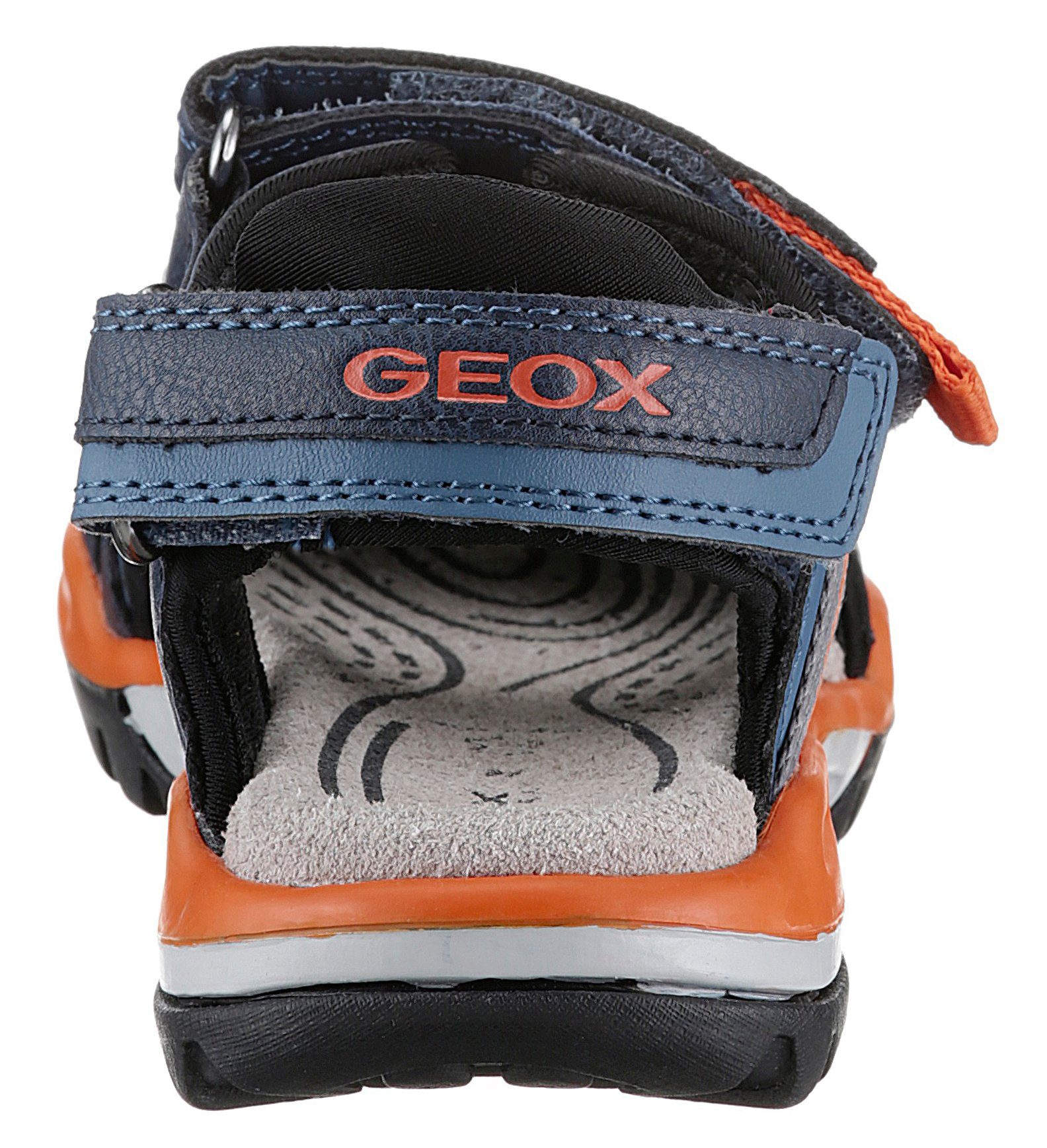 Geox J Blau BOREALIS BOY zusätzlichem (DK AVIO/ORANGE) Sandale mit Fersenklettverschluss