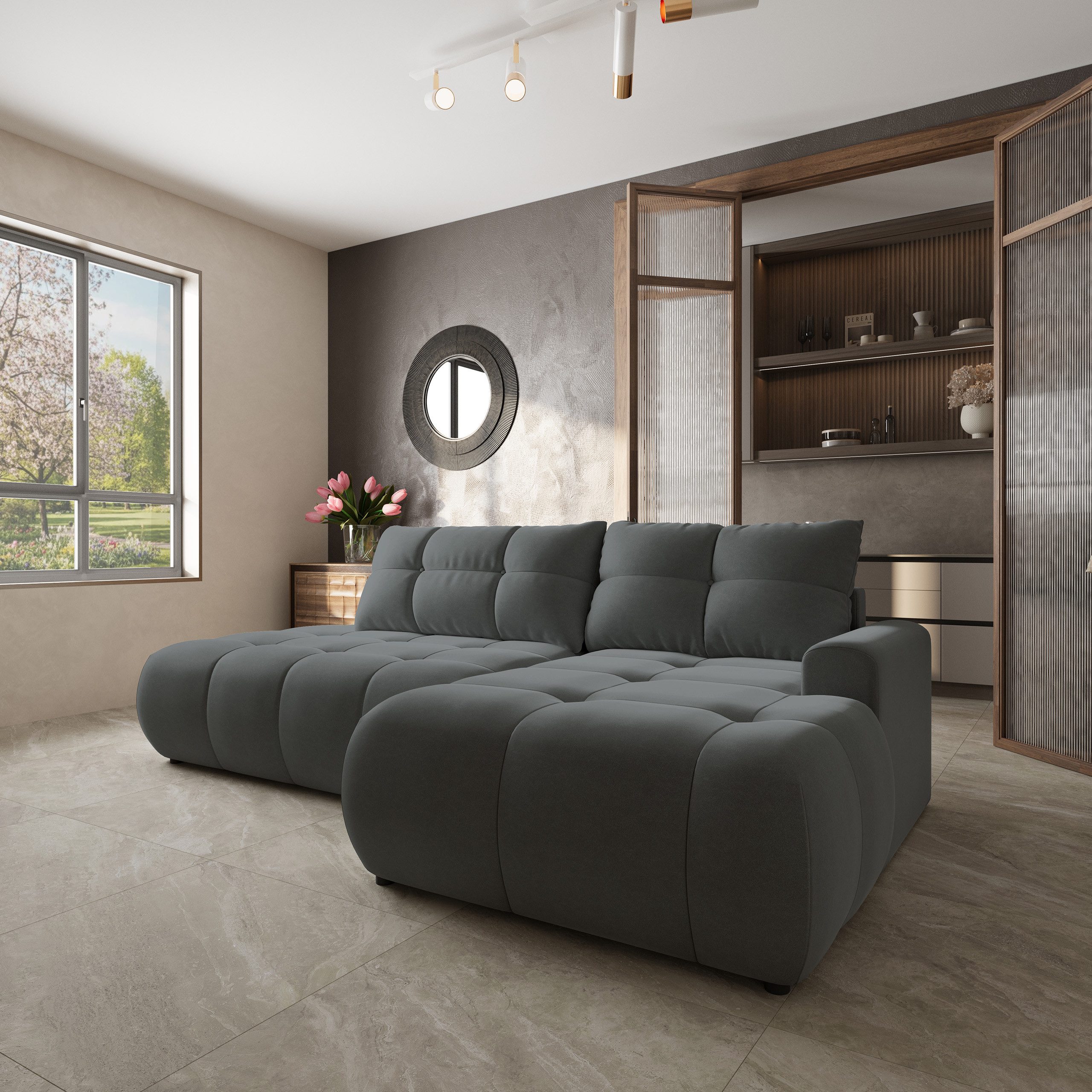 Masseno Ecksofa FLUMA mit Schlaffunktion L-Form, Sofa mit Bettkasten
