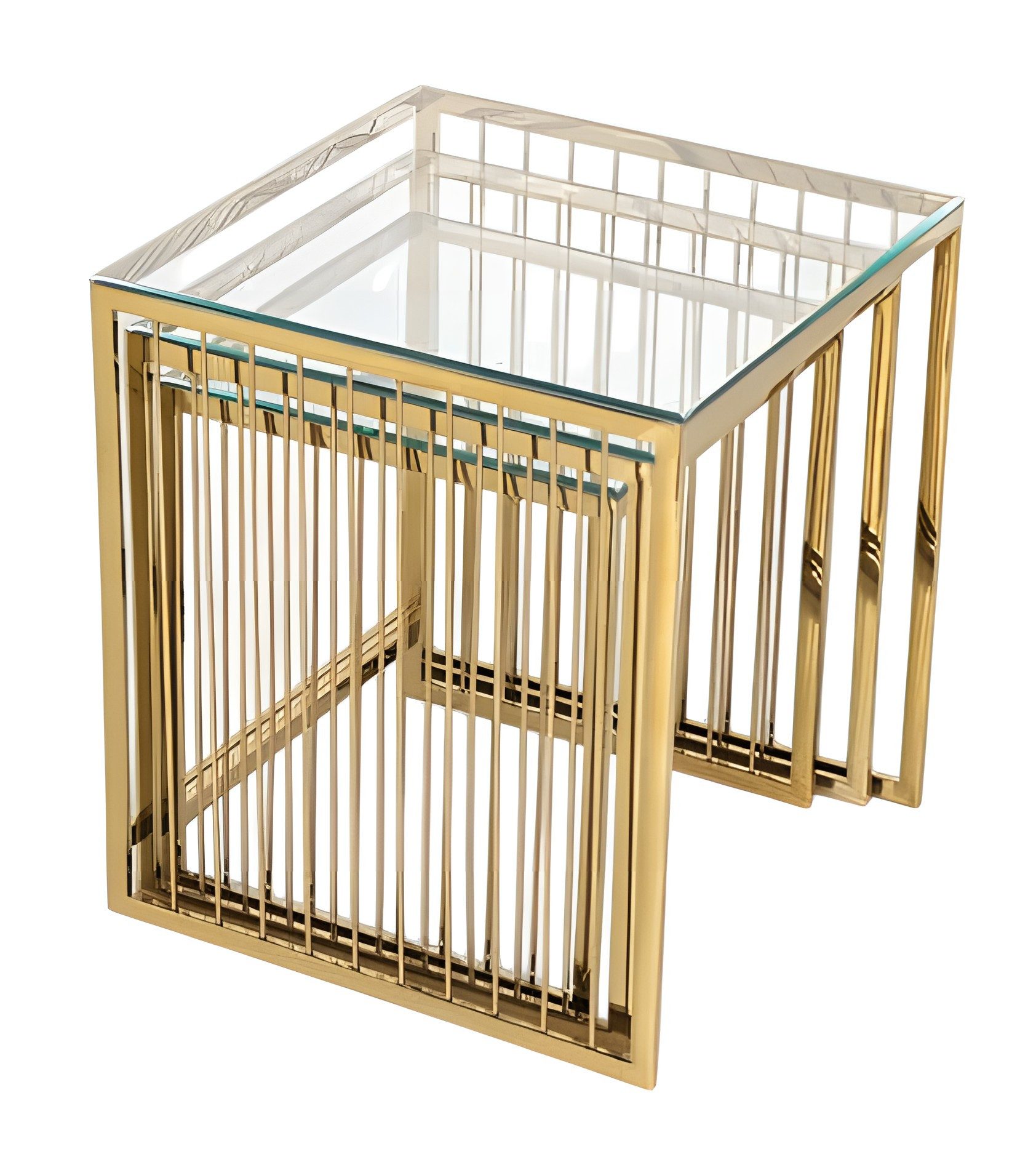 Xlmoebel Satztisch Beistelltisch aus Gold-Edelstahl mit transparentem Design (3-St., Beistelltisch), Made in Europa