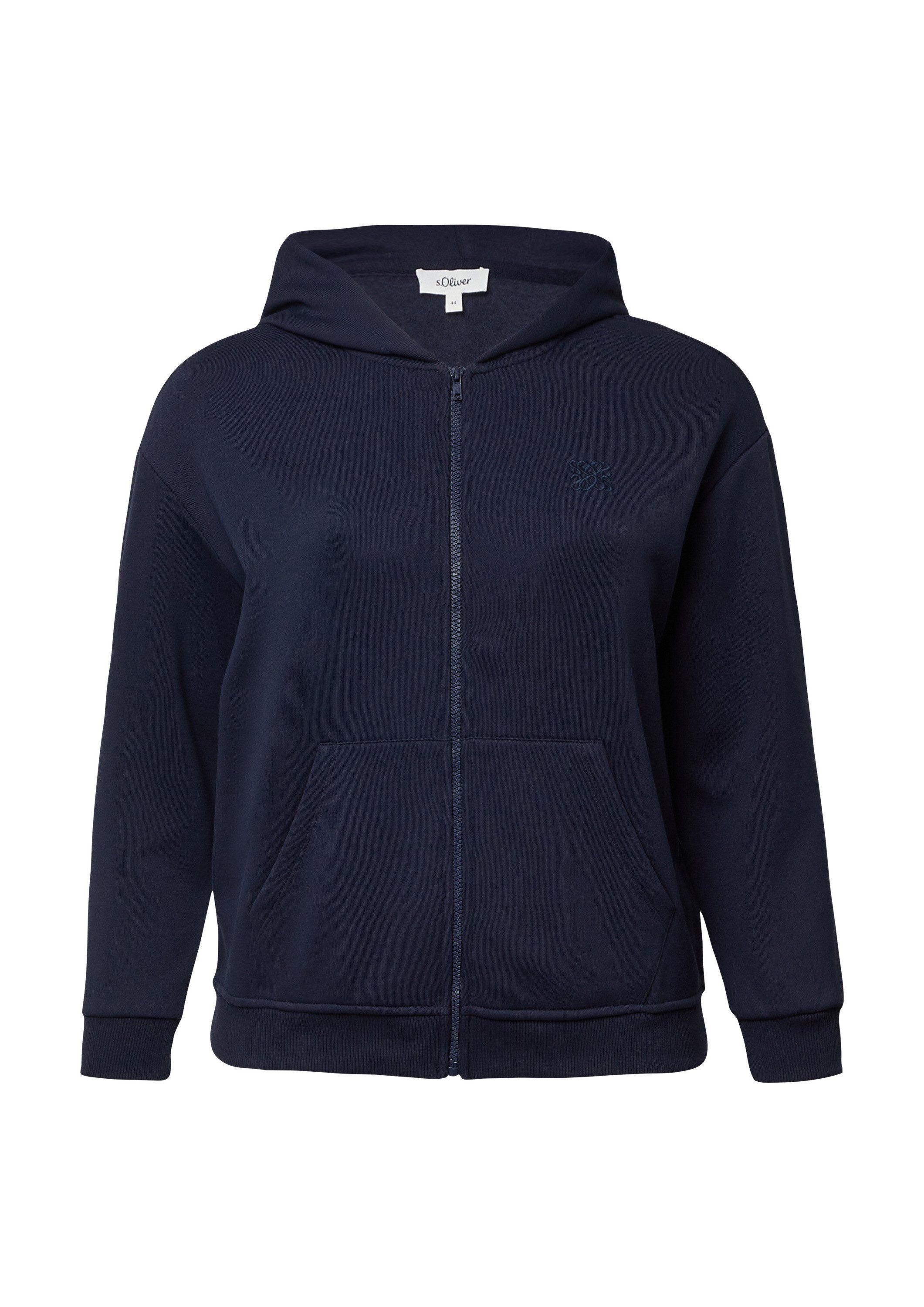 s.Oliver Sweatjacke Sweatshirt Jacke Angeraute Sweatshirtjacke mit Stickere günstig online kaufen