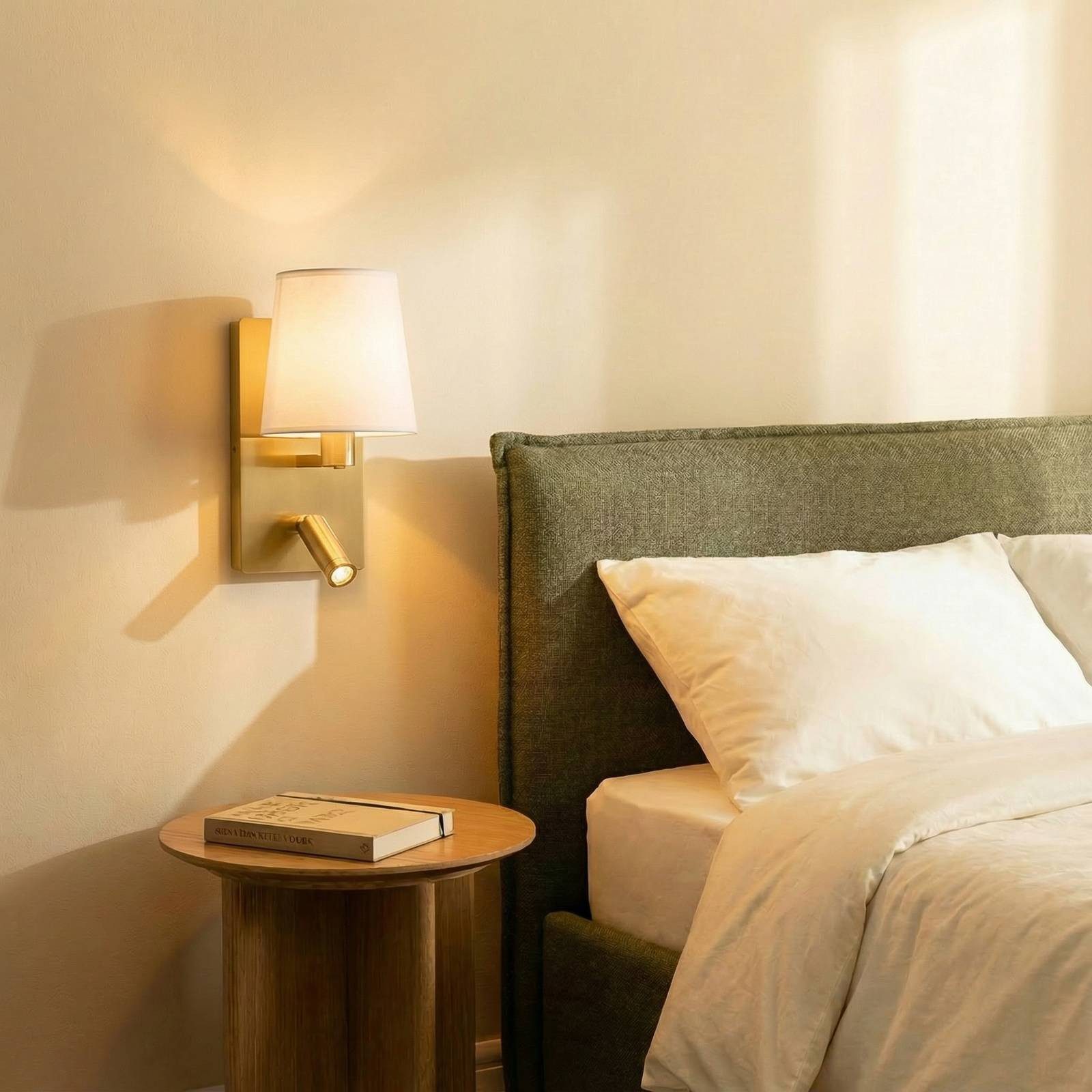 Lindby Wandleuchte Aiden, Gold / Messing warmweiß IP20, 1 x 10 W E14 (exkl) + 1 x 3 W LED (inkl), warmweiß