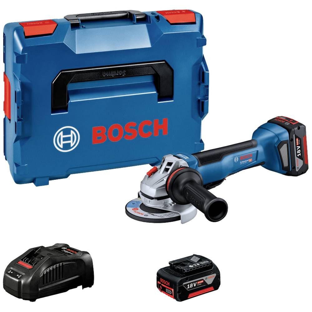 Bosch Professional Winkelschleifer Akku-Winkelschleifer 06019J4101, inkl. 2. Akku, inkl. Ladegerät, inkl. Koffer