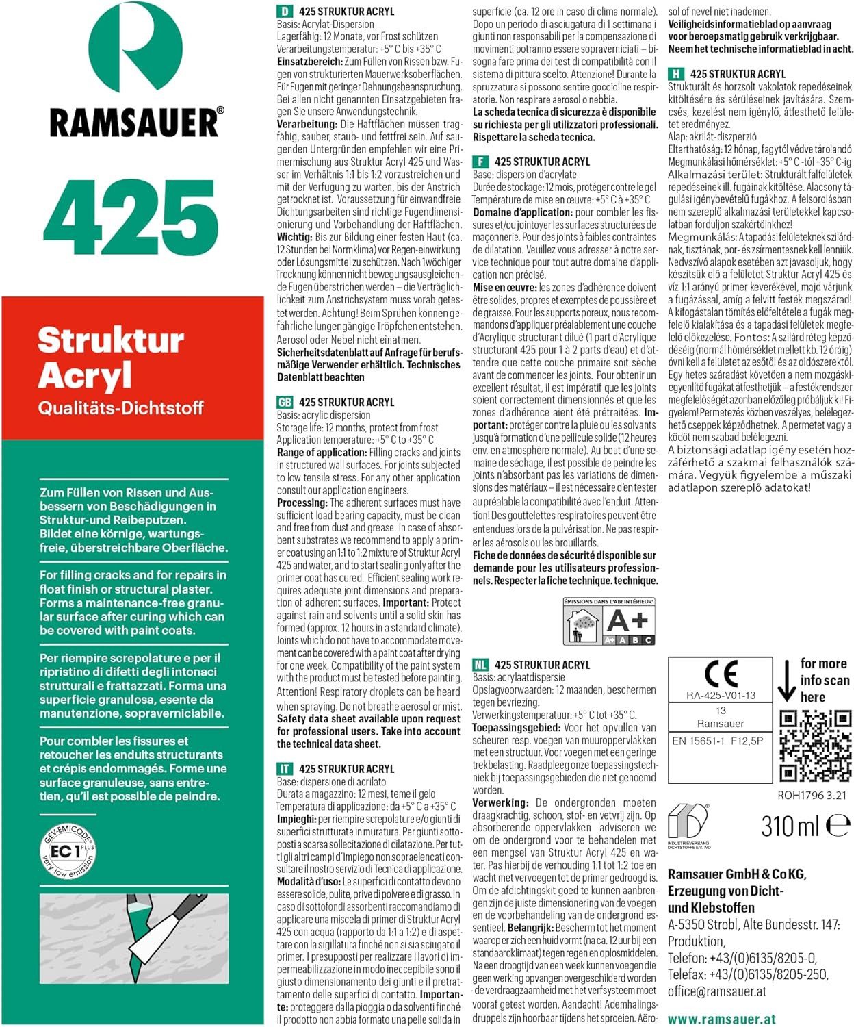 Ramsauer Dichtstoff Ramsauer 425 Struktur Acryl günstig online kaufen