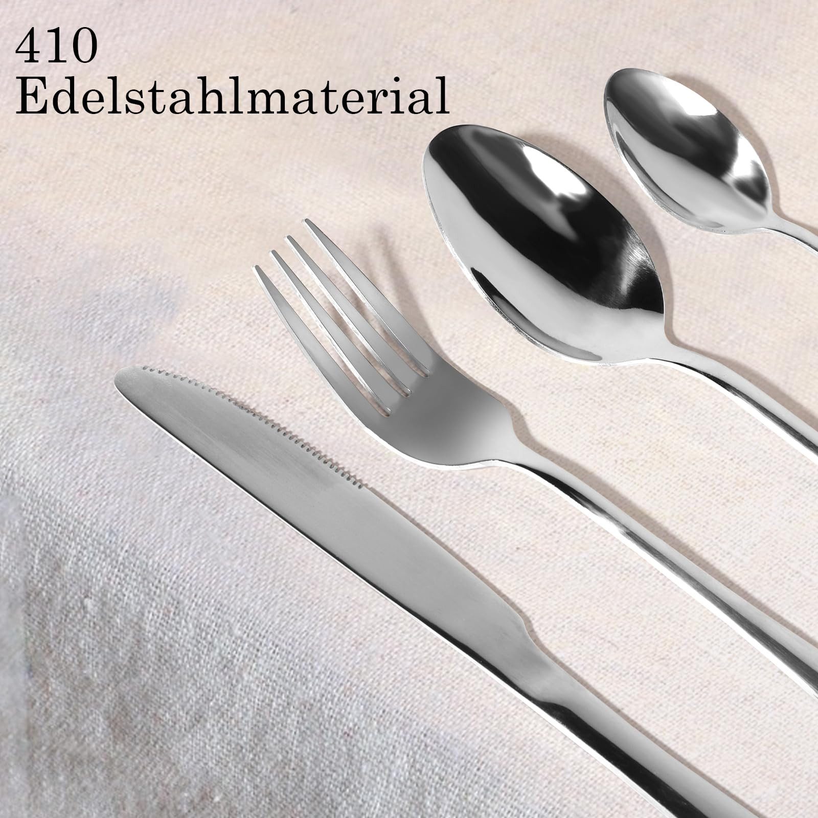 ibettertec Besteck-Set Besteck Set für 6 Personen,24teiliges Edelstahl Essbesteck&Steakmesser, 6 Personen, Elegantes/Modernes Besteckset,Besteck Set für Restaurant,Hotel,Zuhause