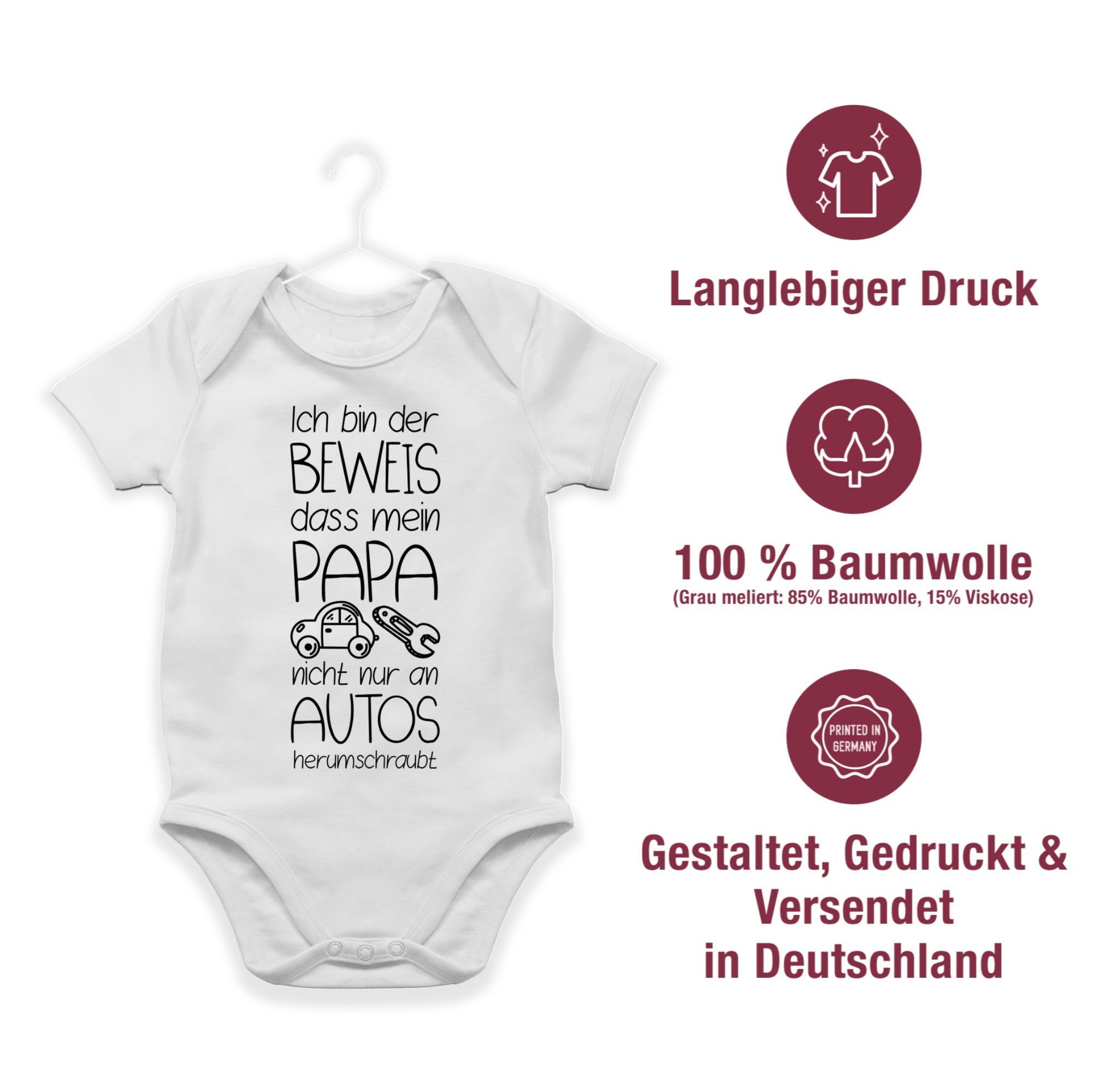 Shirtracer Shirtbody Ich bin der Beweis dass mein Papa nicht nur an Autos herumschraubt Sprüche Baby