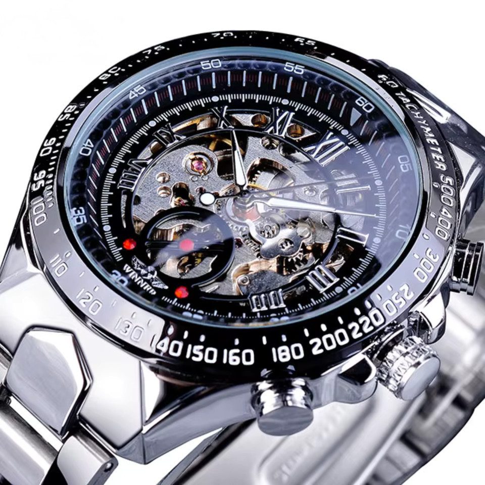 Rötting Design Automatikuhr Herrenuhr Armbanduhr Edelstahl schwarz silberfa günstig online kaufen