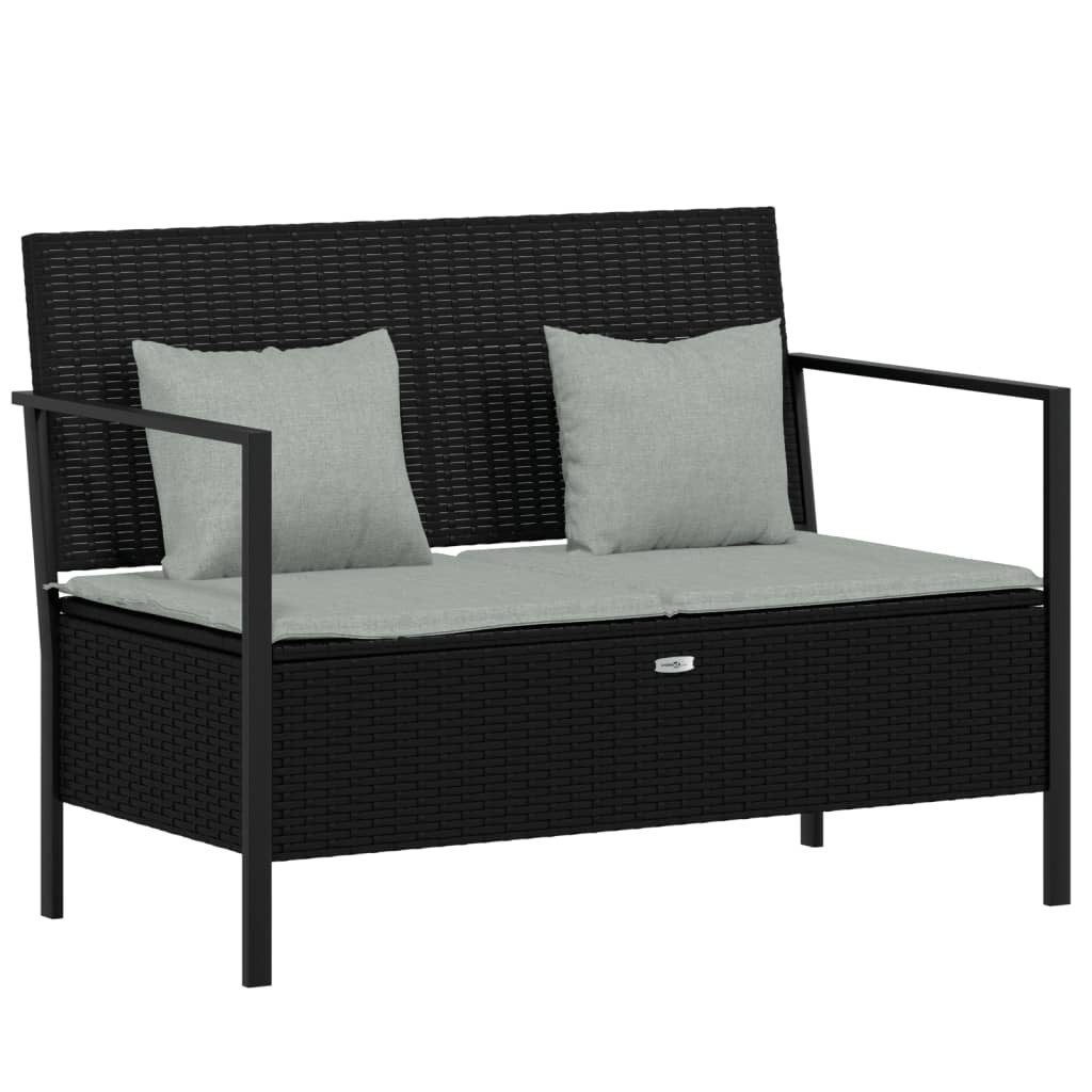 furnicato Gartenbank 2-Sitzer 112x59x82,5 cm Schwarz aus PE-Rattan und Stahl