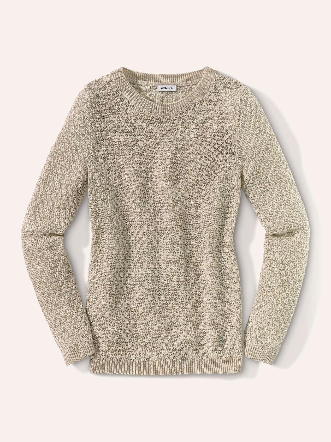 Walbusch Strickpullover Damen Edelgarn-Pullover Lino Leinenpullover Rundhals Italienisches Garn, luftige Struktur, atmungsaktiv, waschmaschinenfest
