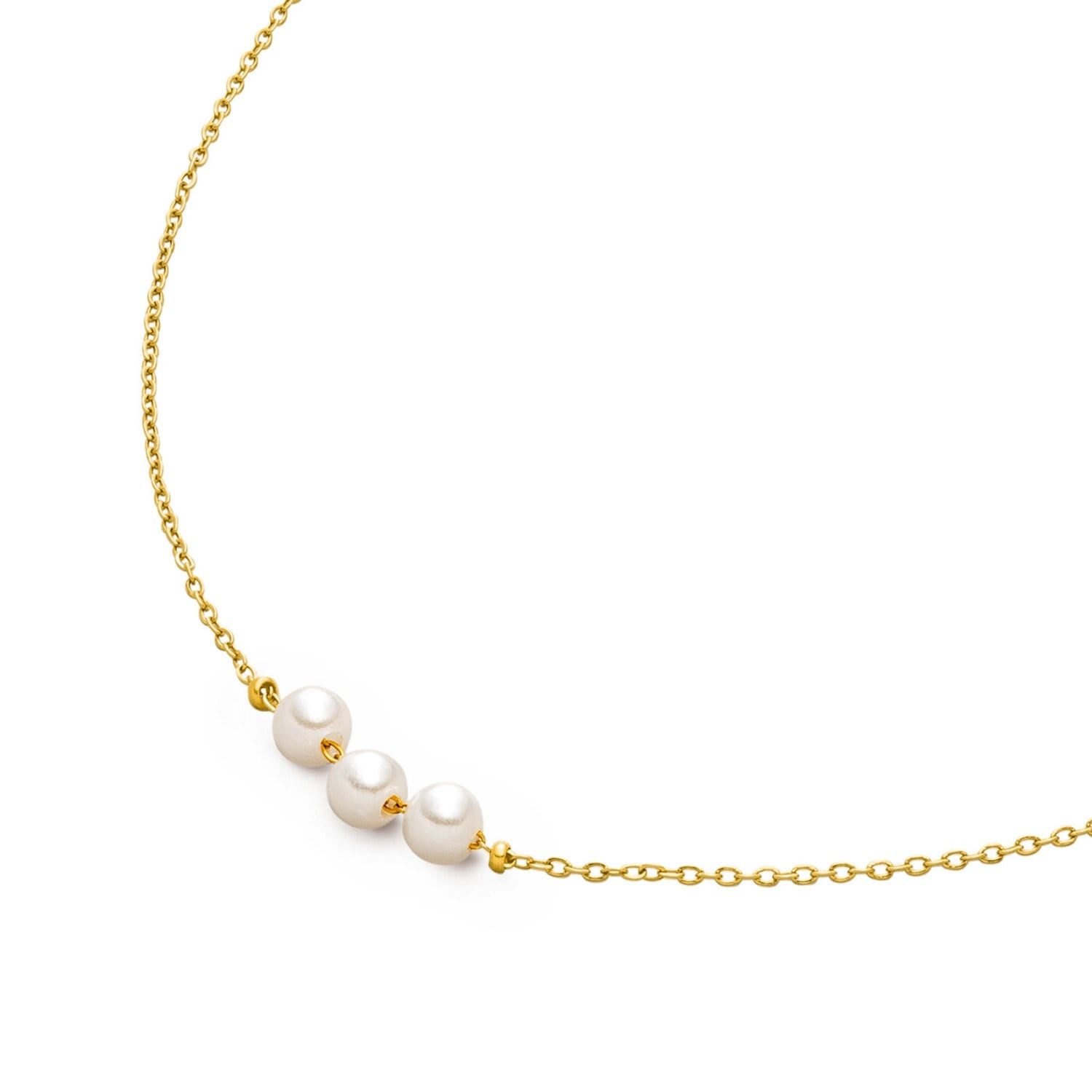 Boccia Collier Titan Goldplattiert mit 3 Süßwasser-Zuchtn