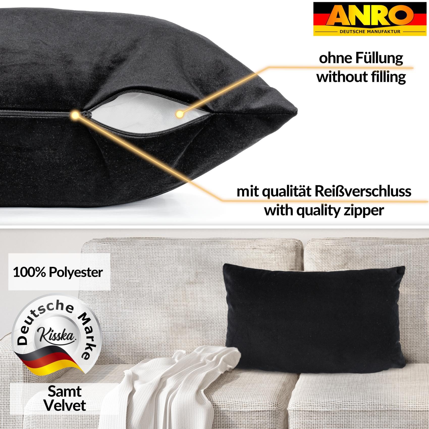 ANRO Dekokissen Kissenhülle MIT oder OHNE Füllung Kissenbezug Zierkissen, Kissenhülle in 30x50cm ohne Füllung Schwarz – Bild 3 von 5