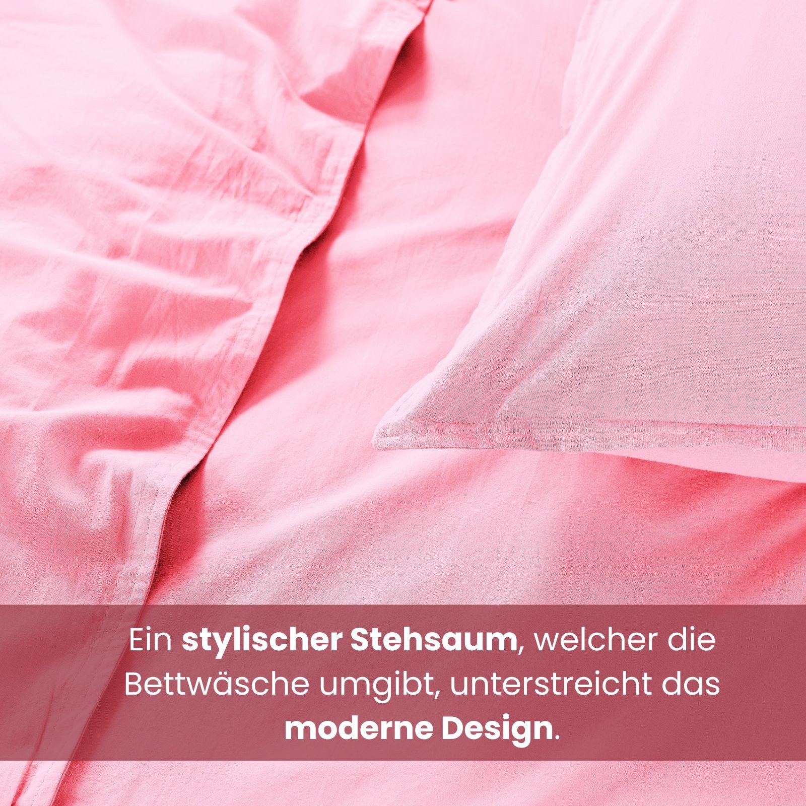 wometo Bettwäsche Stone Washed 135x200 Renforcé, Baumwolle, 2 teilig, OEKO-TEX®, 100% Baumwolle, Bettwäsche im Knitterlook mit Stehsaum – Bild 3 von 5