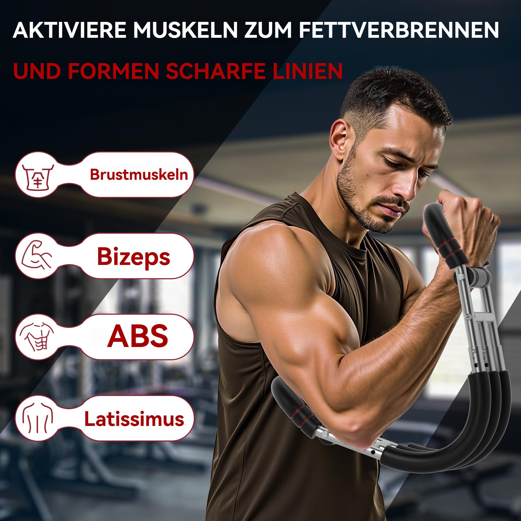 BlingBin Multitrainer Twister Armtrainer, 30–75 kg Verstellbares Brustmuskel Trainingsgeräte, (U-förmiger Verstellbares Brust, Arm & Oberschenkel Trainingsgerät, 1-St., Expander fitness Bizeps trainingsgerät Rutschfester Schaumstoffgriff), Abnehmbarer 2 Federn, Krafttraining Unterarmtrainer Sportgeräte
