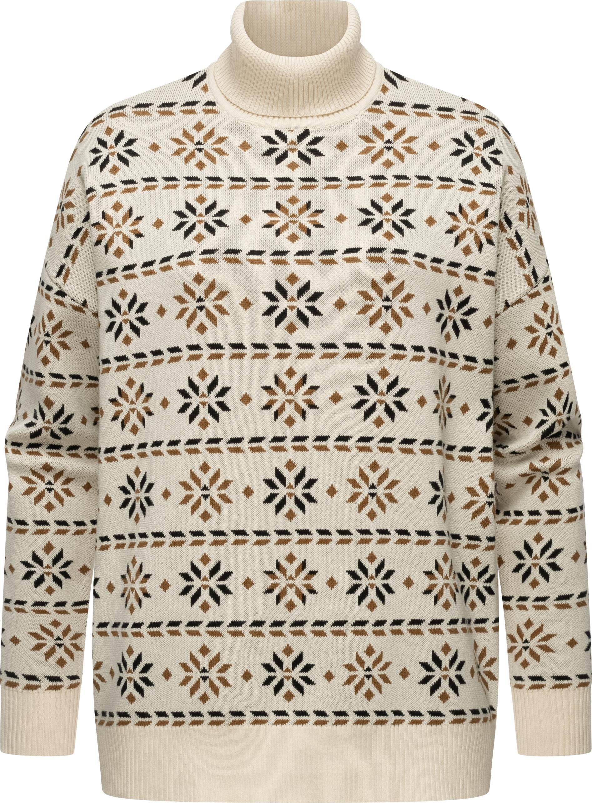 Ragwear Stehkragenpullover Danika Organic Damen Pullover mit winterlichem Muster-Print