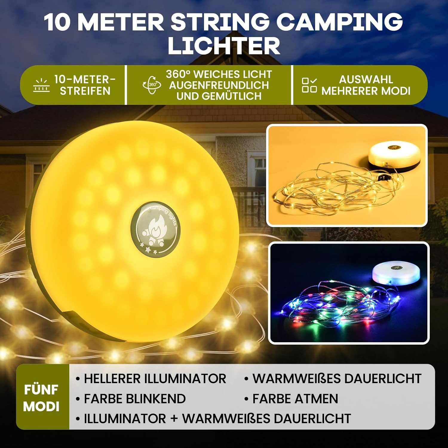 BlingBin LED-Lichterkette 10M Wasserdichte Tragbare Verstaubare günstig online kaufen