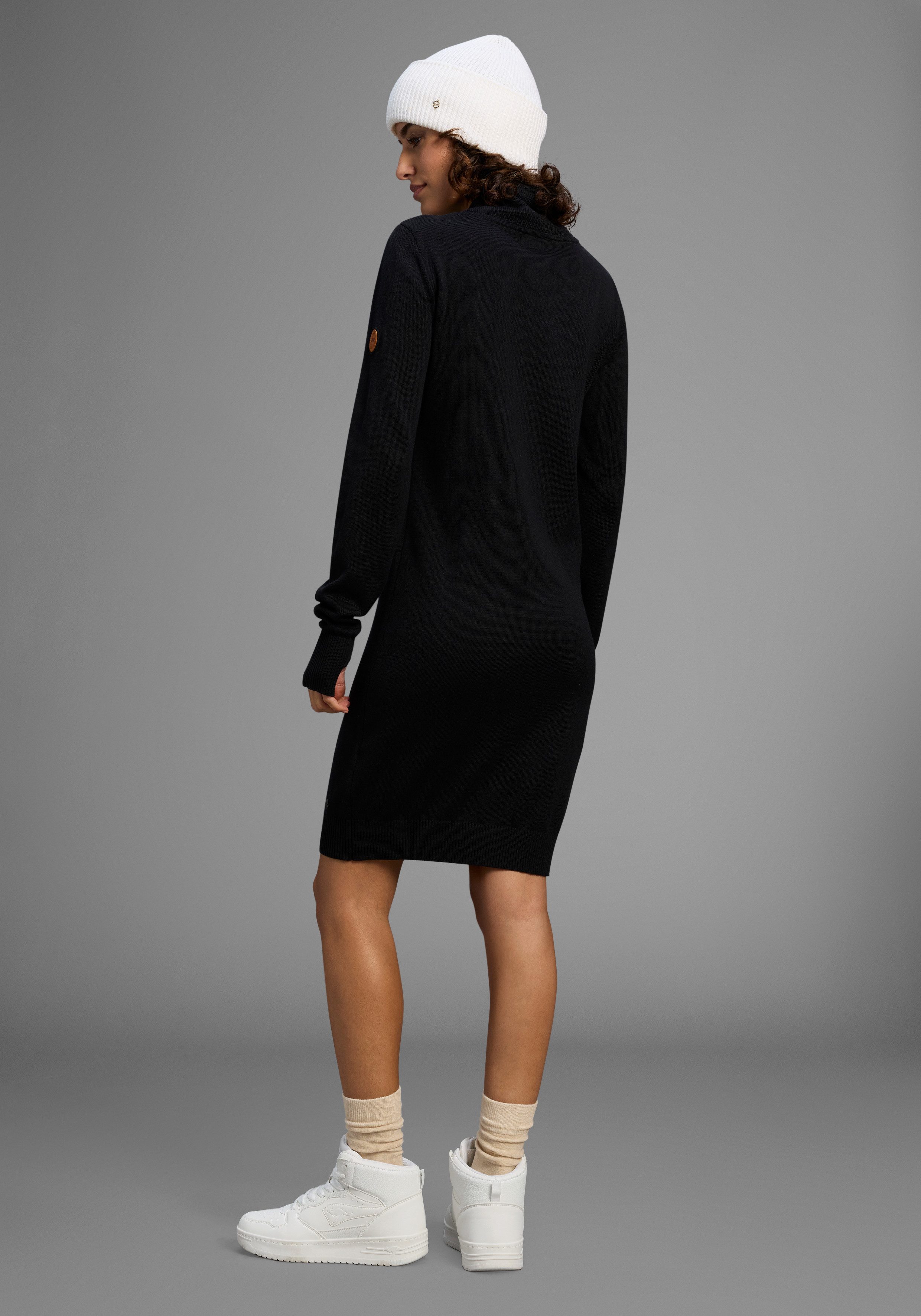 KangaROOS Strickkleid mit hohem asymetrischem Kragen