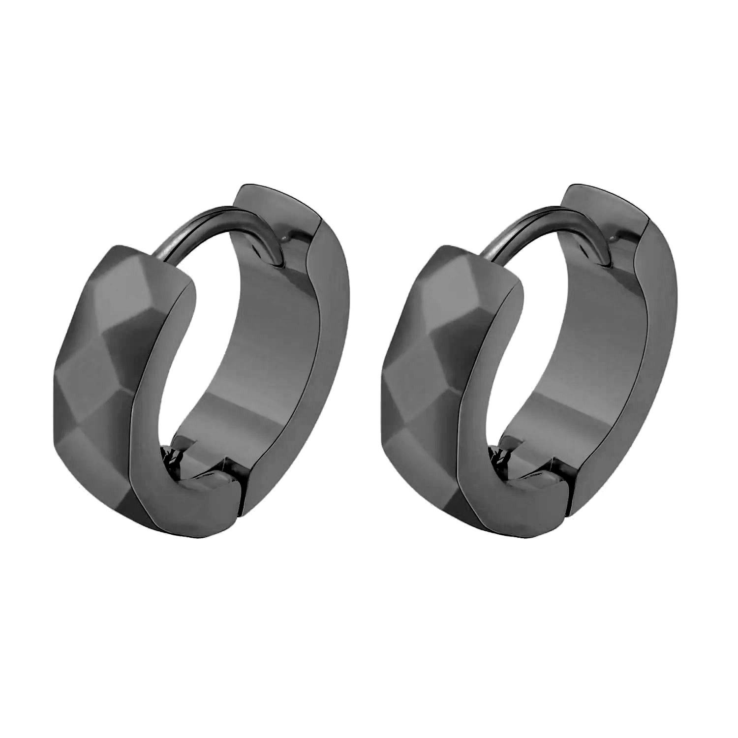 Order & Smile Schmuck Klappcreolen Herren Creolen Edelstahl Ohrringe mit Facetten
