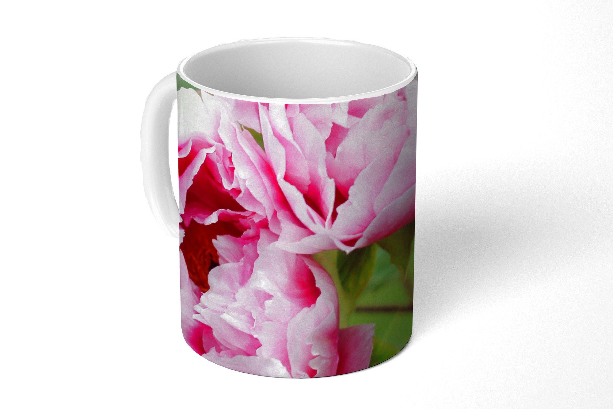 Tasse im Teetasse, Garten, Geschenk Rosa Kaffeetassen, MuchoWow Becher, Keramik, Teetasse, Pfingstrosen
