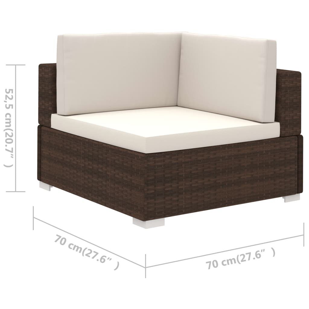 mit Gartenlounge-Set (6-tlg) Braun, 6-tlg. Garten-Lounge-Set Auflagen vidaXL Rattan Poly