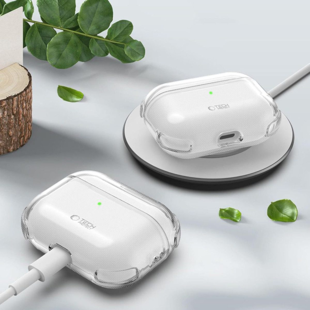 TECH PROTECT Kopfhörer-Schutzhülle Boucne für AirPods Pro 3, Ultradünne Schutzhülle mit Stoßschutz und Schlüsselanhänger – Bild 4 von 5